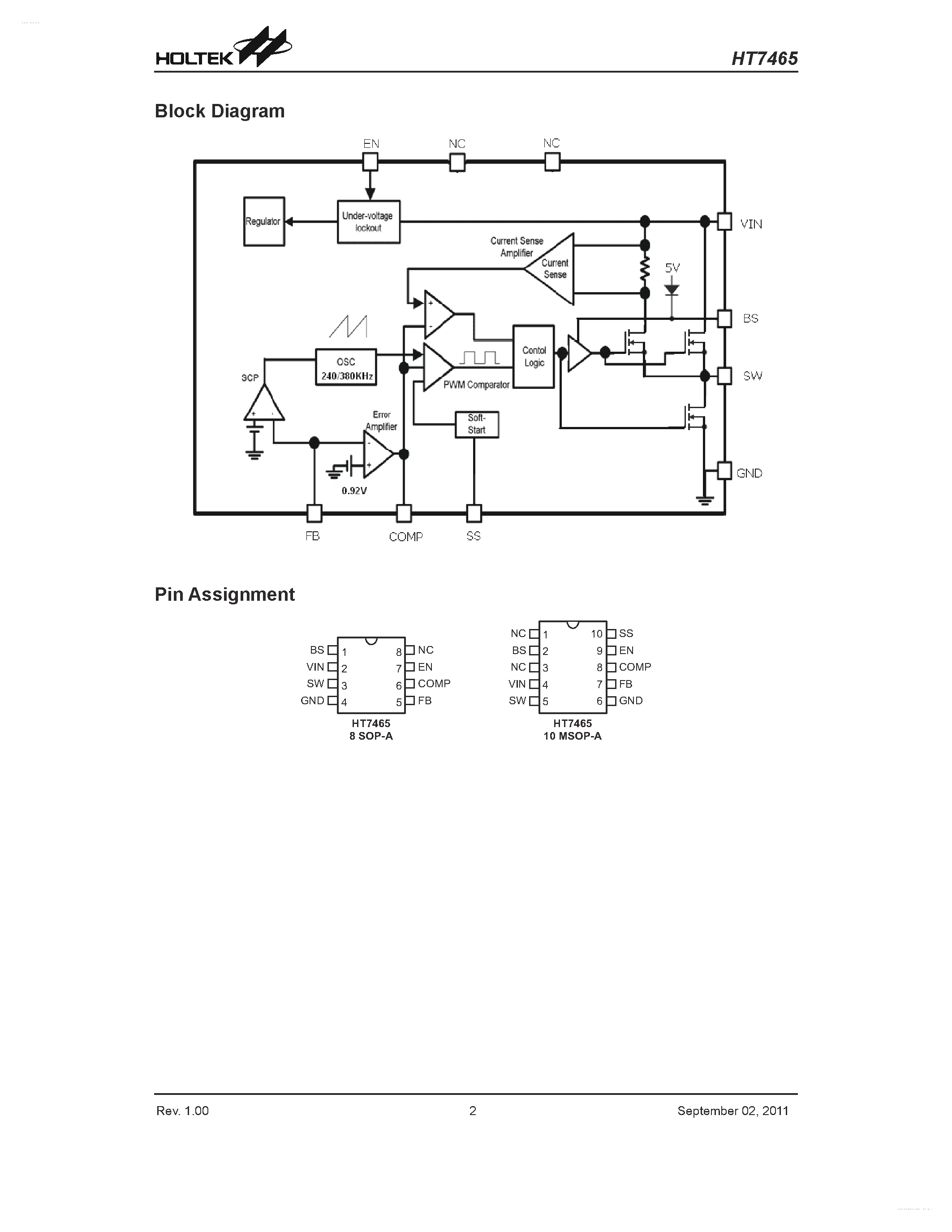 Даташит HT7465 - 2A Step-Down DC to DC Converter страница 2