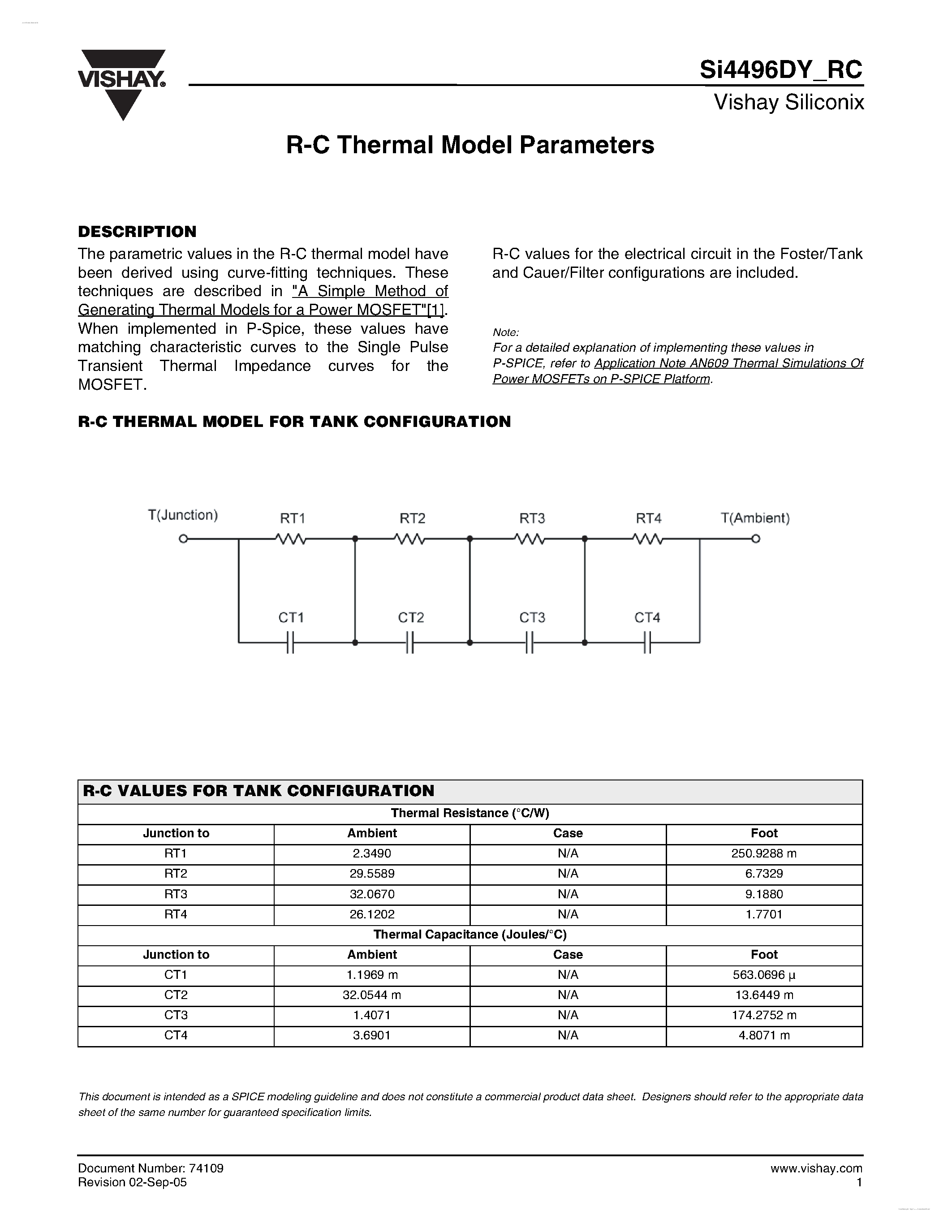 Даташит SI4496DY - R - C Thermal Model Parameters страница 1