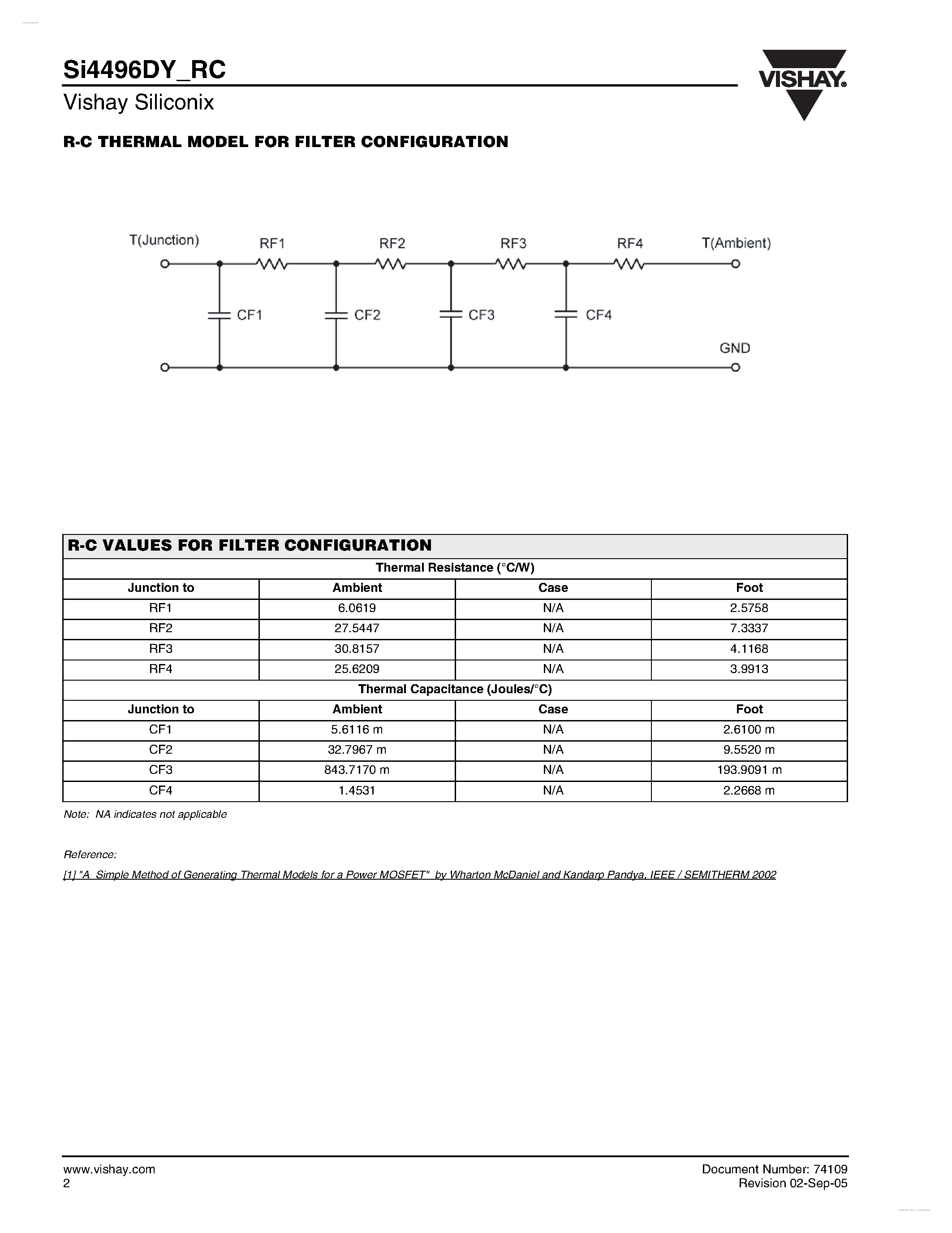 Datasheet SI4496DY - R - C Thermal Model Parameters page 2