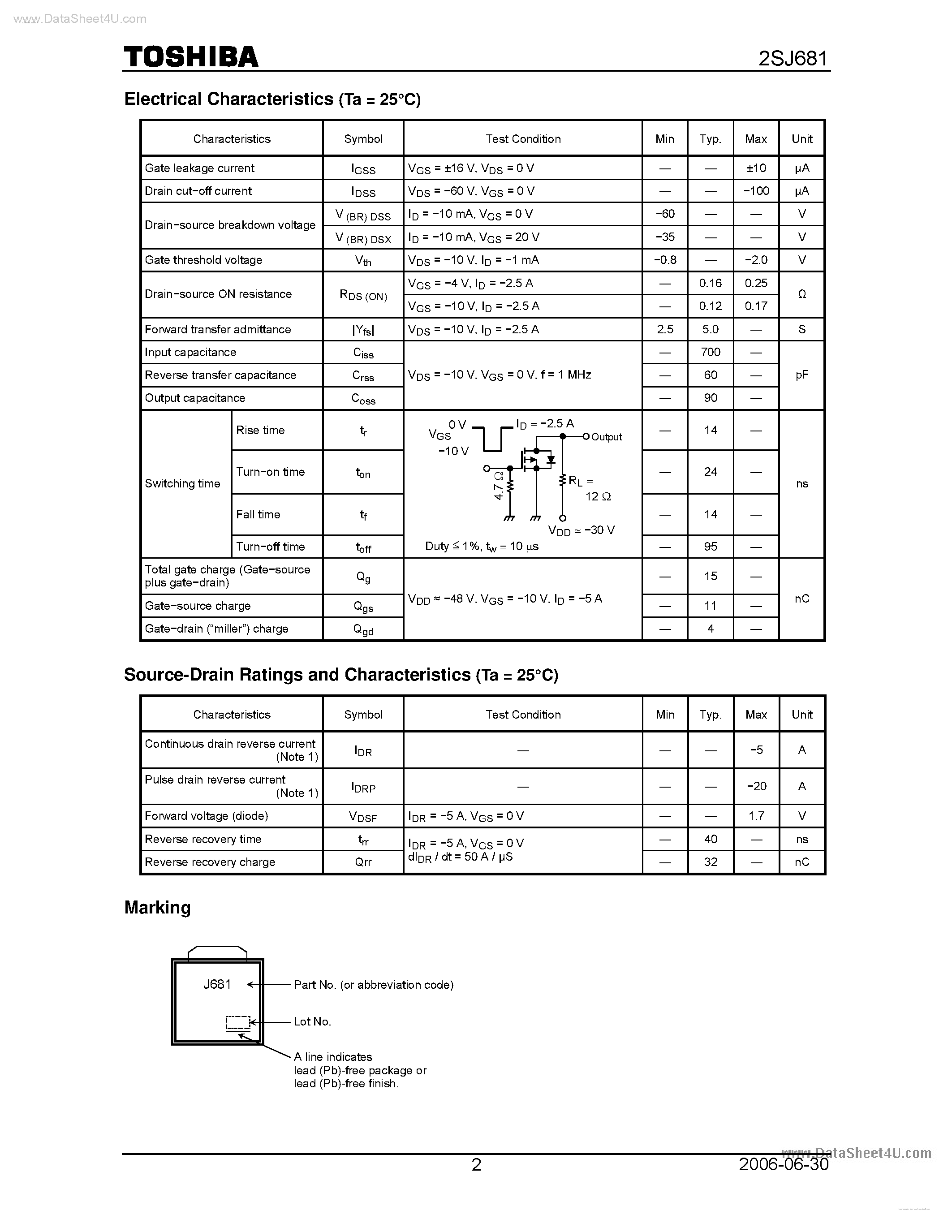 Datasheet J681 page 2 Datasheet J681 - Search -----> 2SJ681 page 2