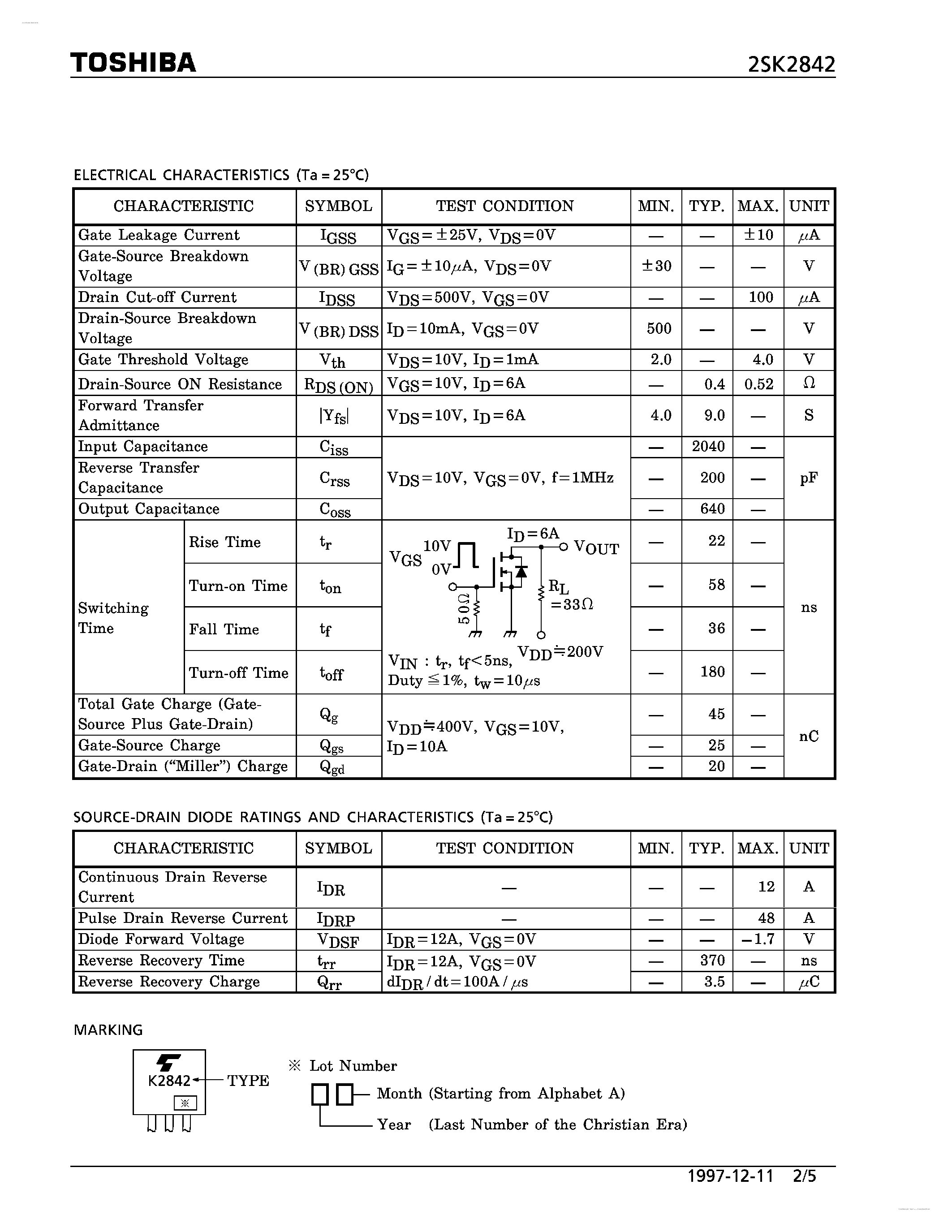 Datasheet K2842 page 2 Datasheet K2842 - Search -----> 2SK2842 page 2