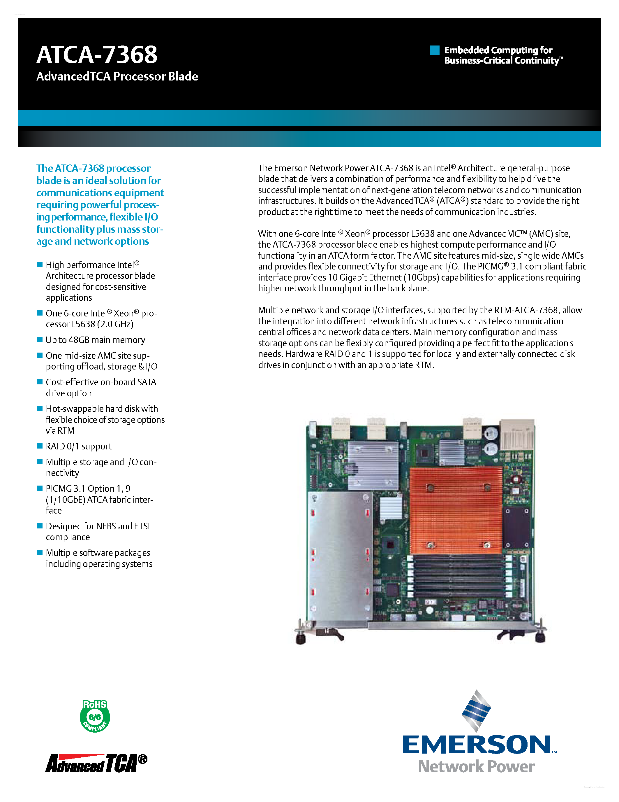 Даташит ATCA-7368 - AdvancedTCA Processor Blade страница 1