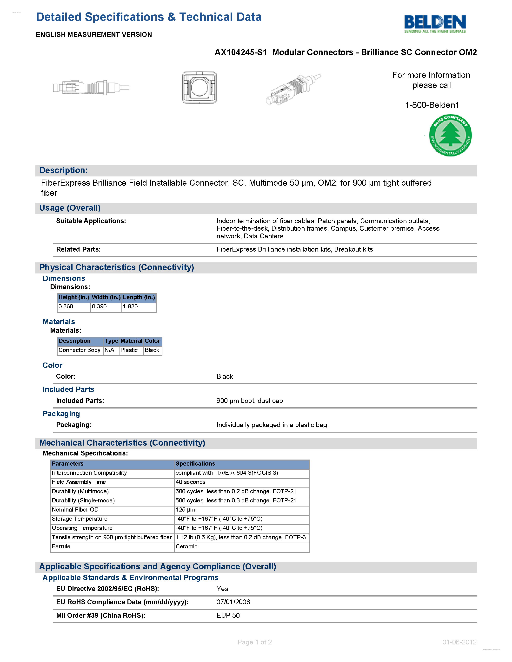 Даташит AX104244-S1 - Modular Connectors страница 1