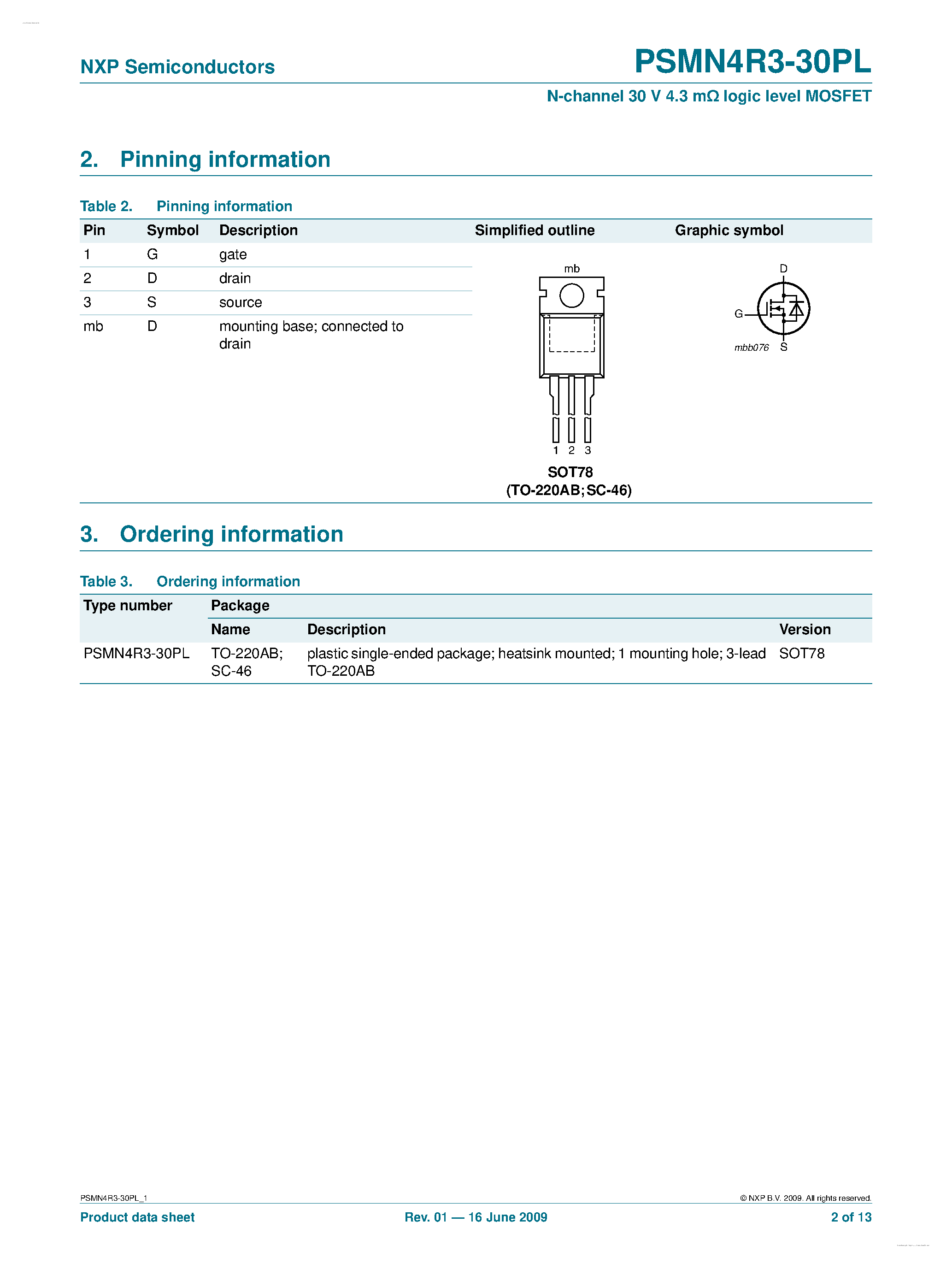 Datasheet PSMN4R3-30PL - N-channel MOSFET page 2