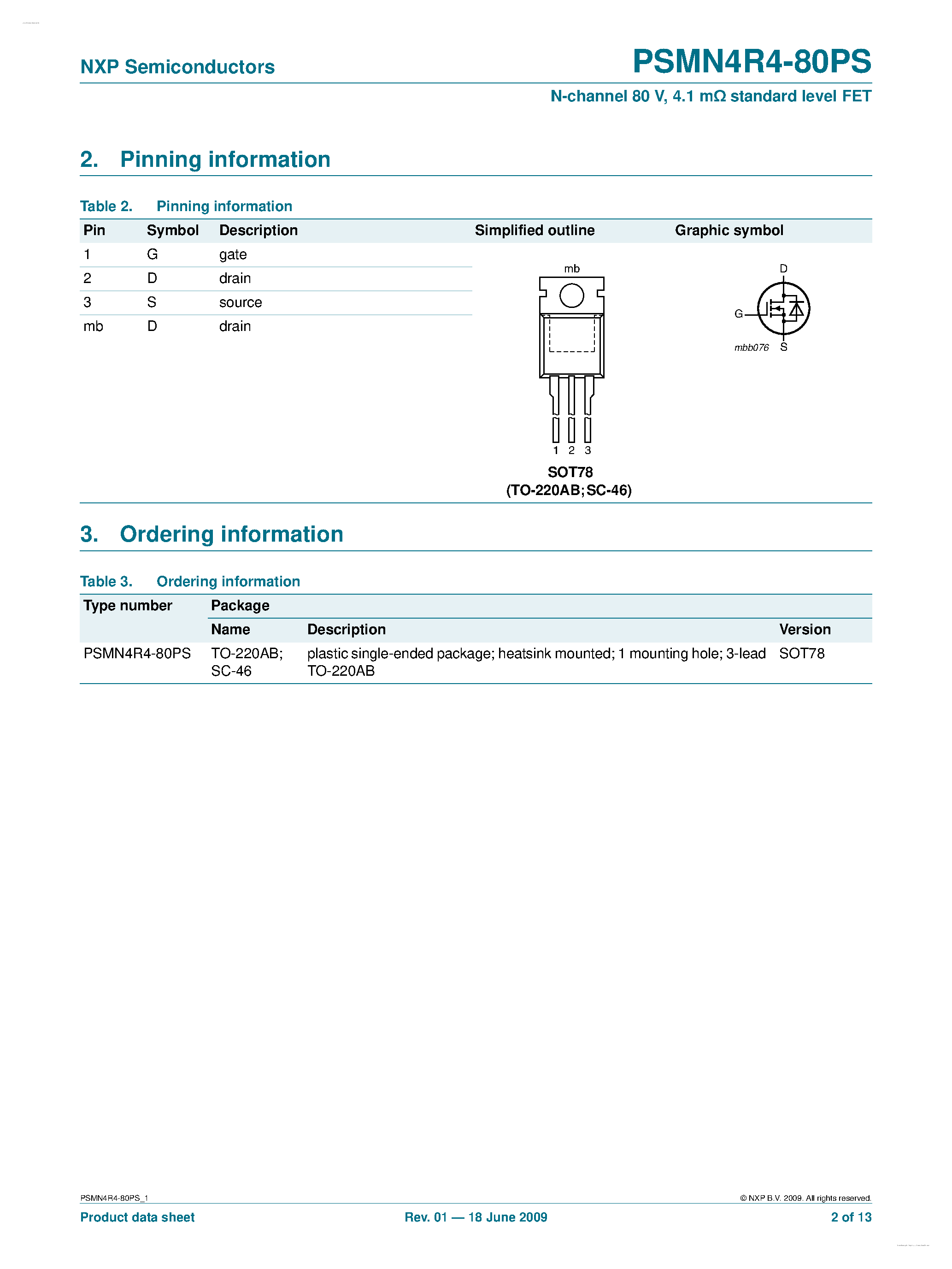 Datasheet PSMN4R4-80PS - N-channel MOSFET page 2