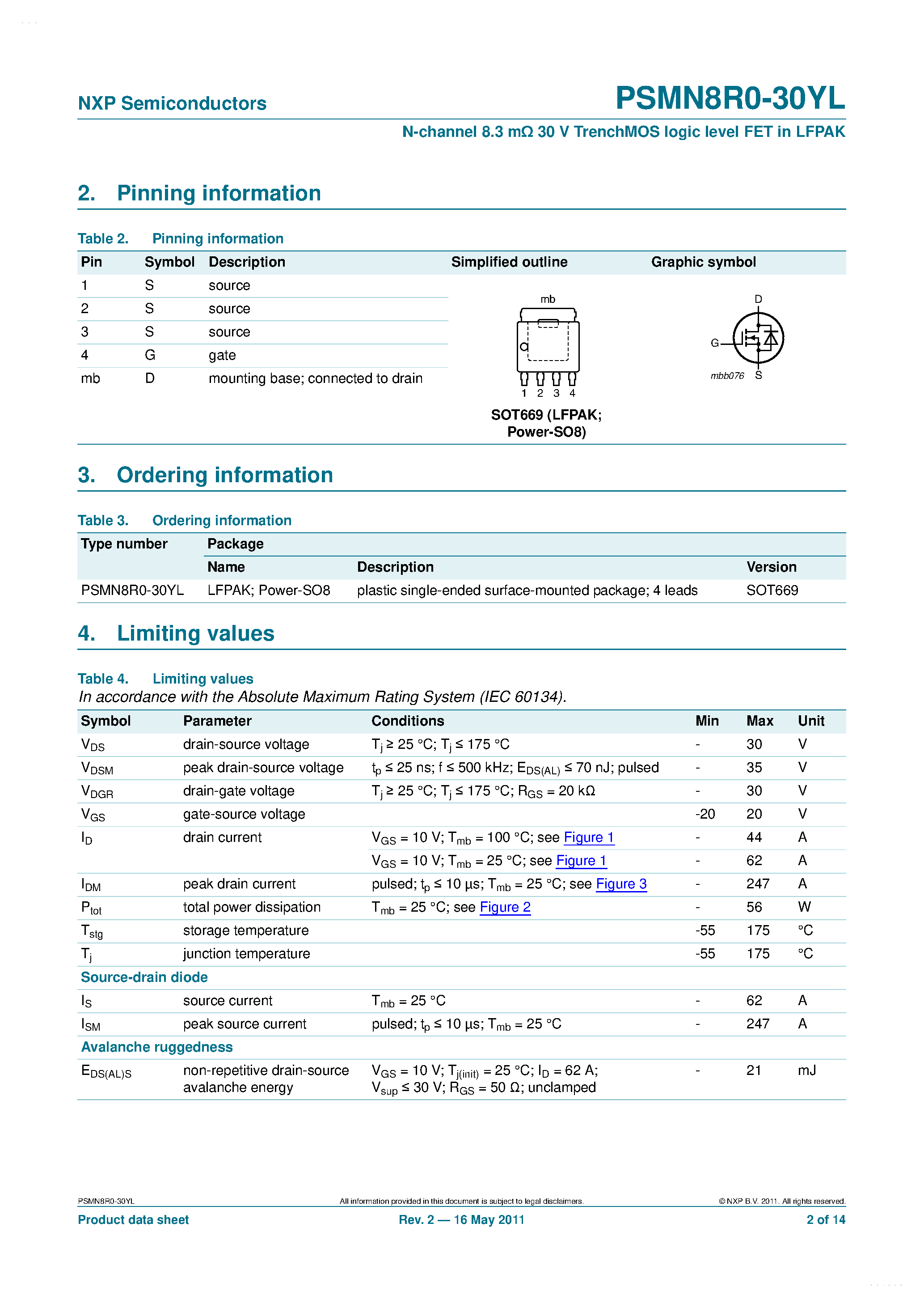 Datasheet PSMN8R0-30YL - N-channel MOSFET page 2