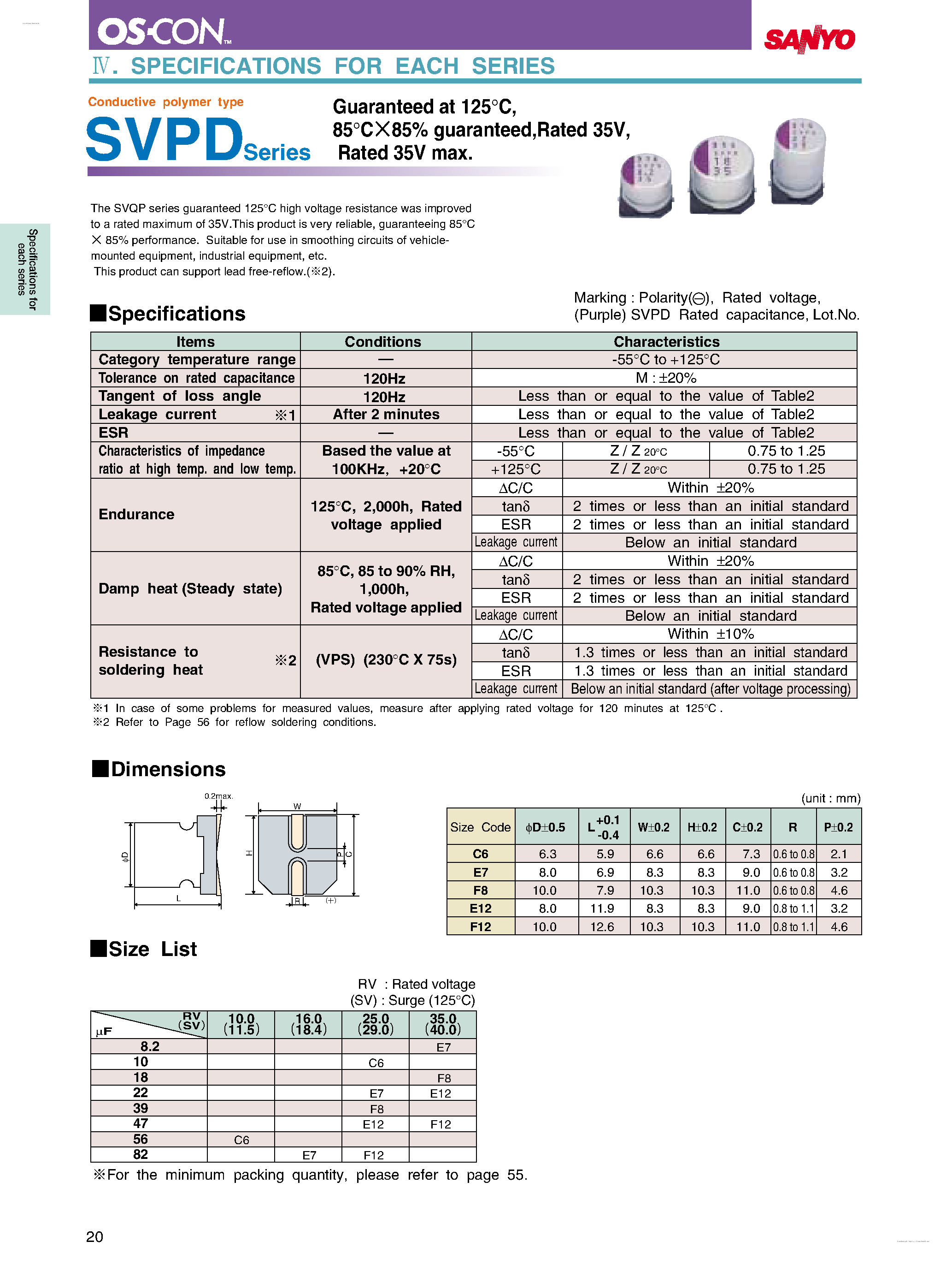 Datasheet 10SVPD56M - SVPD Series Capacitors page 1