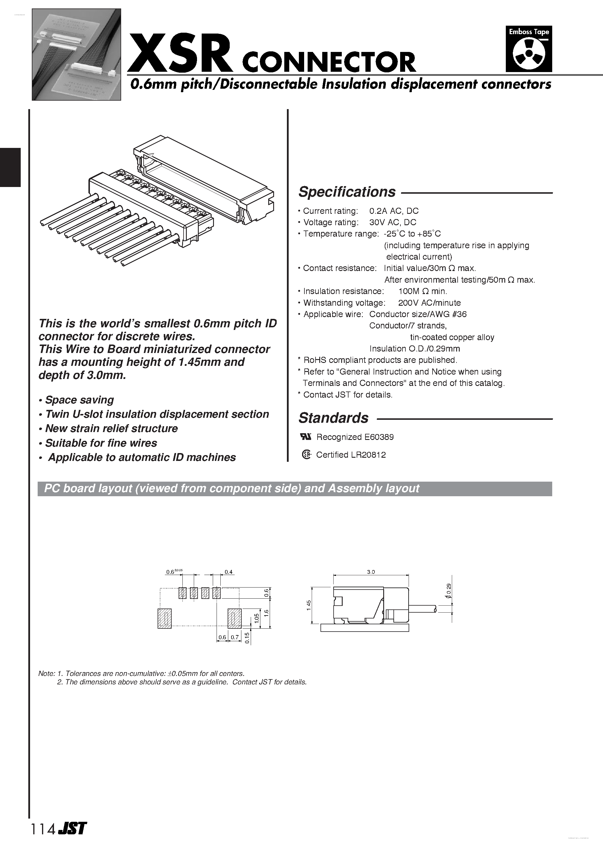Даташит SM10B-XSRS-ETB - XSR CONNECTOR страница 1