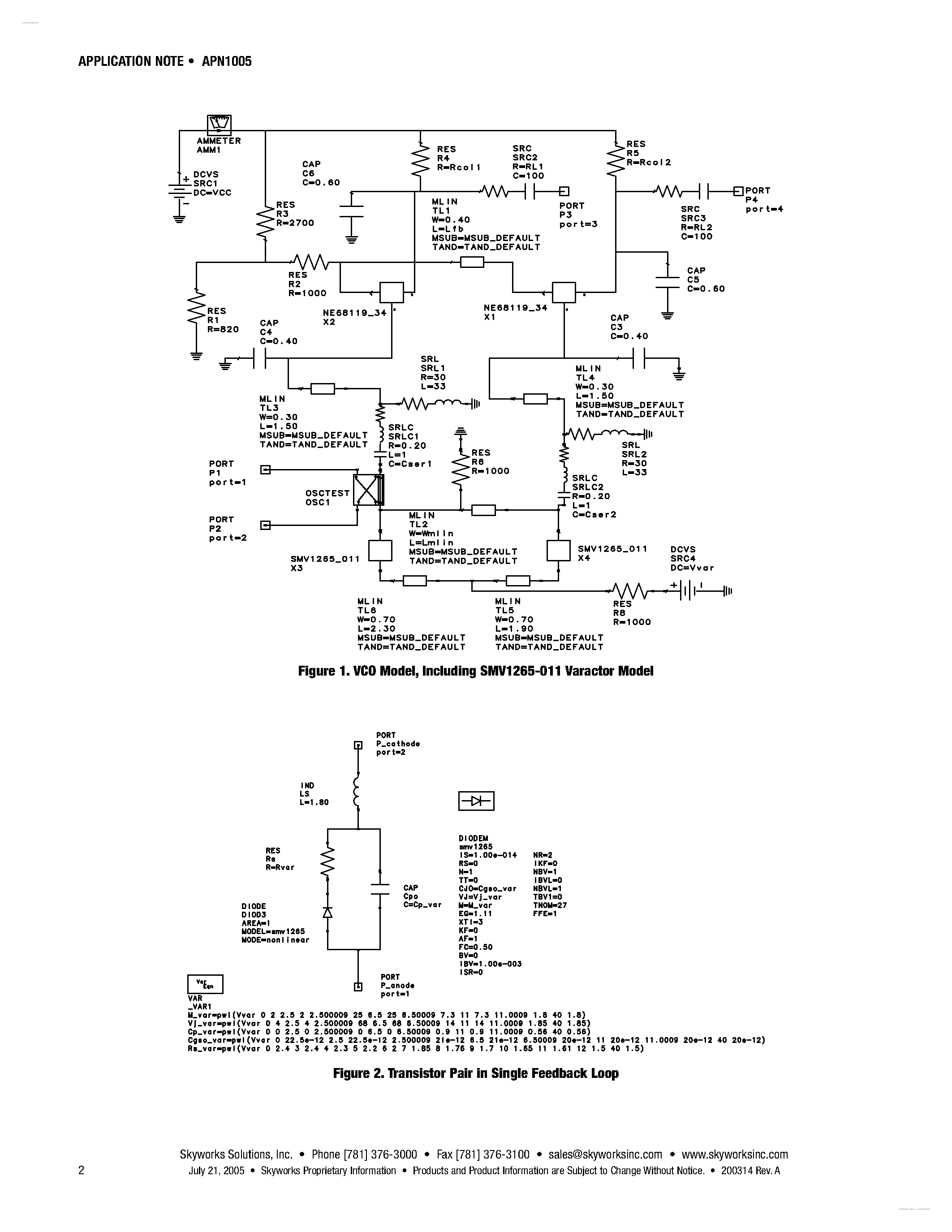 Datasheet APN1005 - A Balanced Wideband VCO page 2