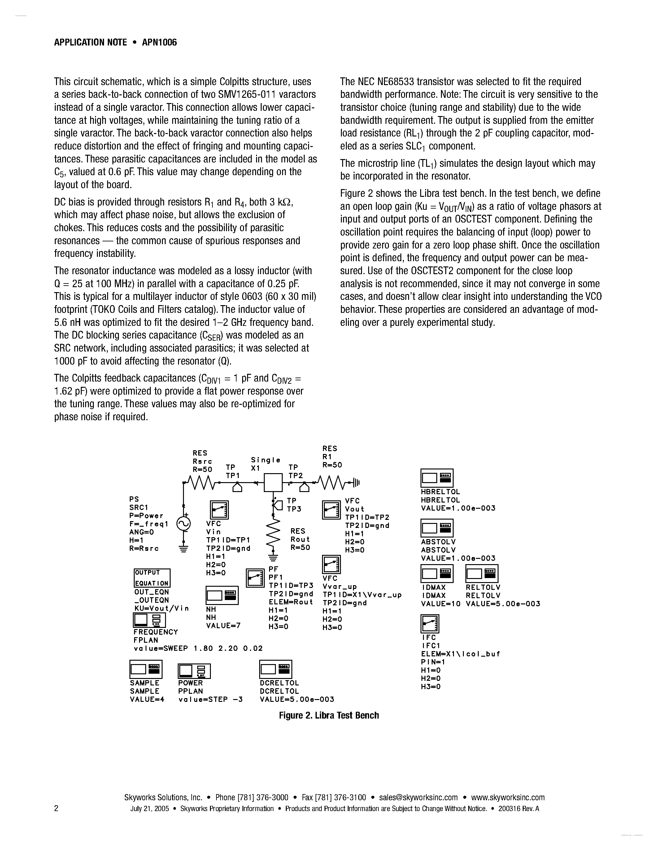Datasheet APN1006 - A Colpitts VCO page 2