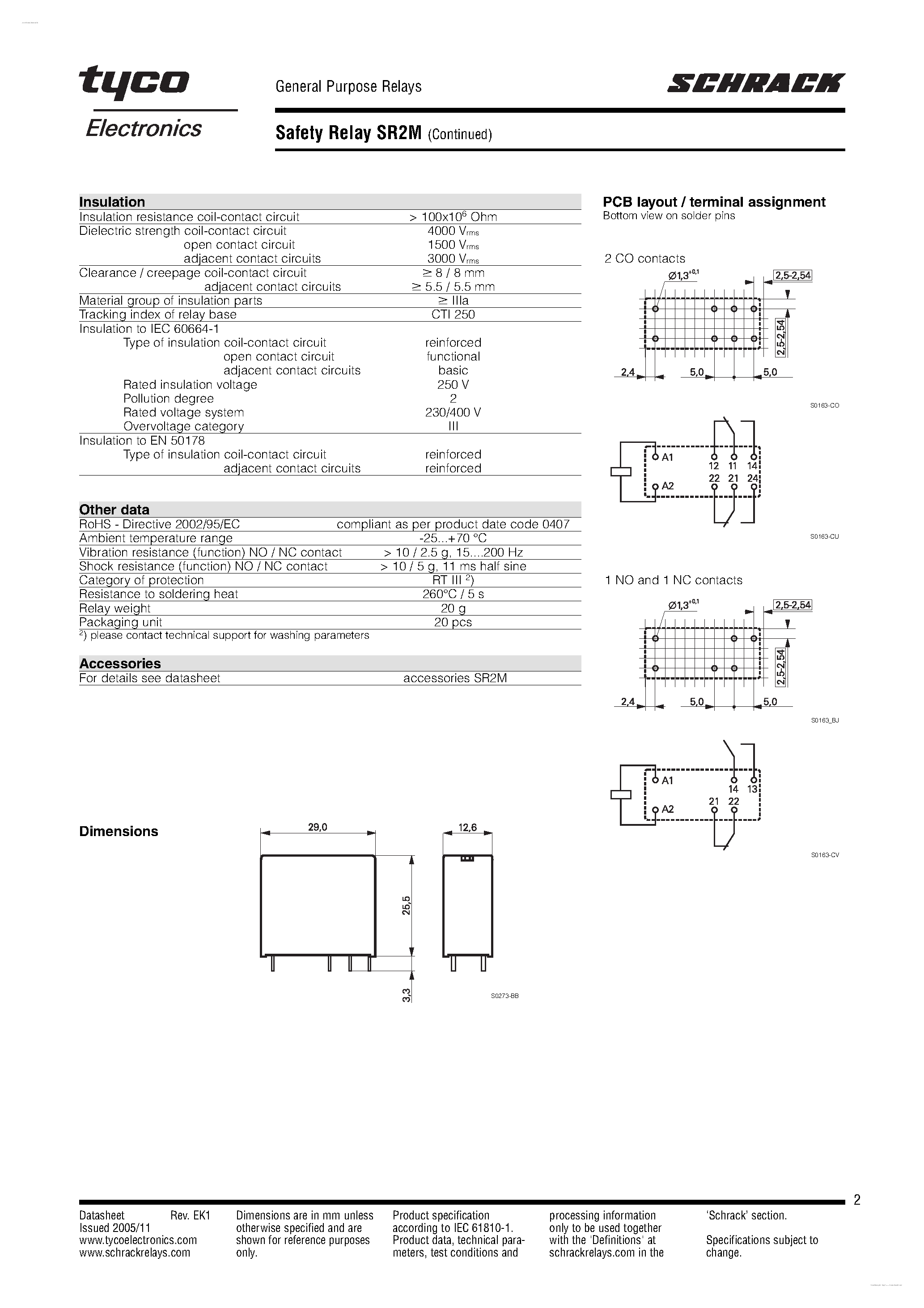 Datasheet SR2M - Safety Relay SR2M page 2
