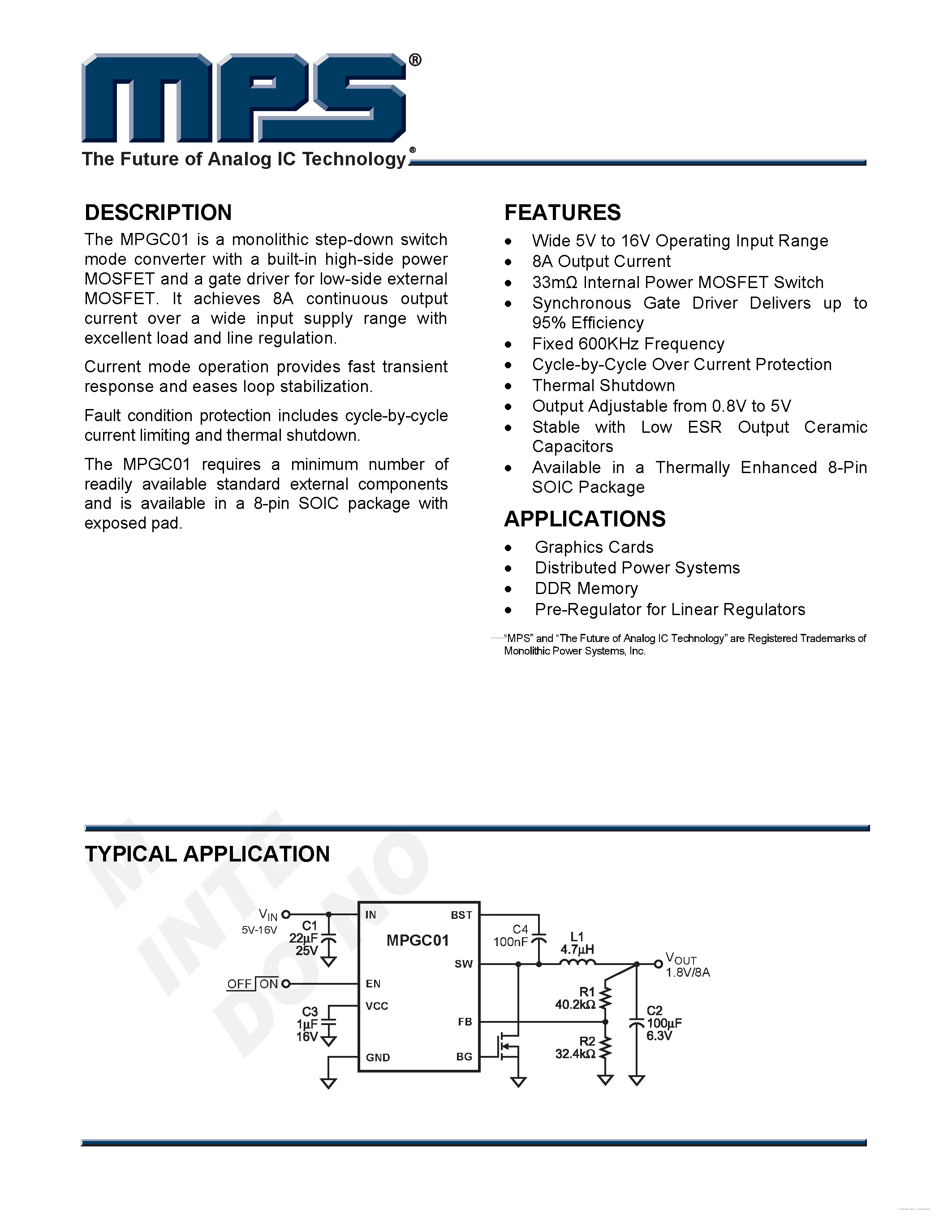 Datasheet MPGC01 - 600KHz Step-Down Converter page 1