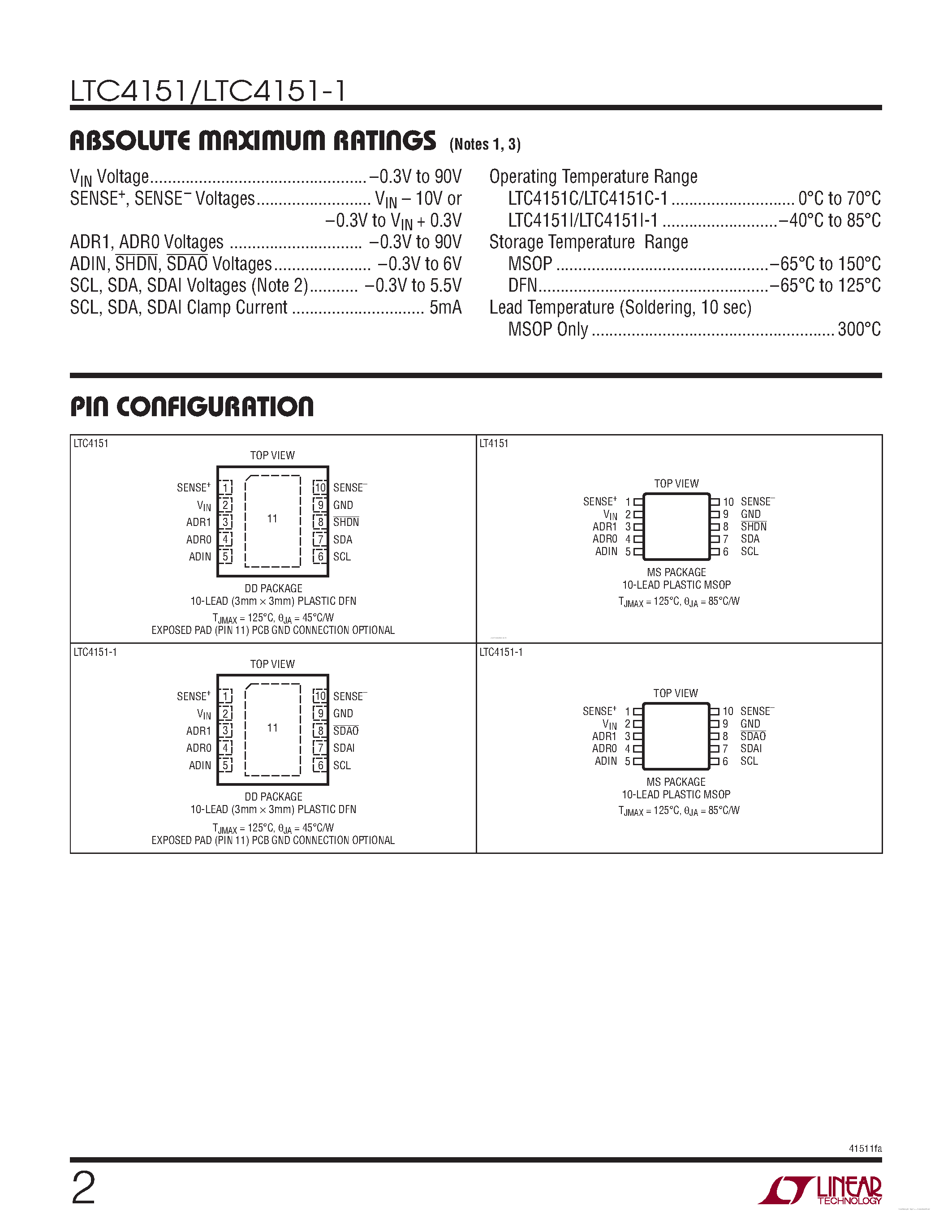 Datasheet LTC4151 - High Voltage I2C Current and Voltage Monitor page 2