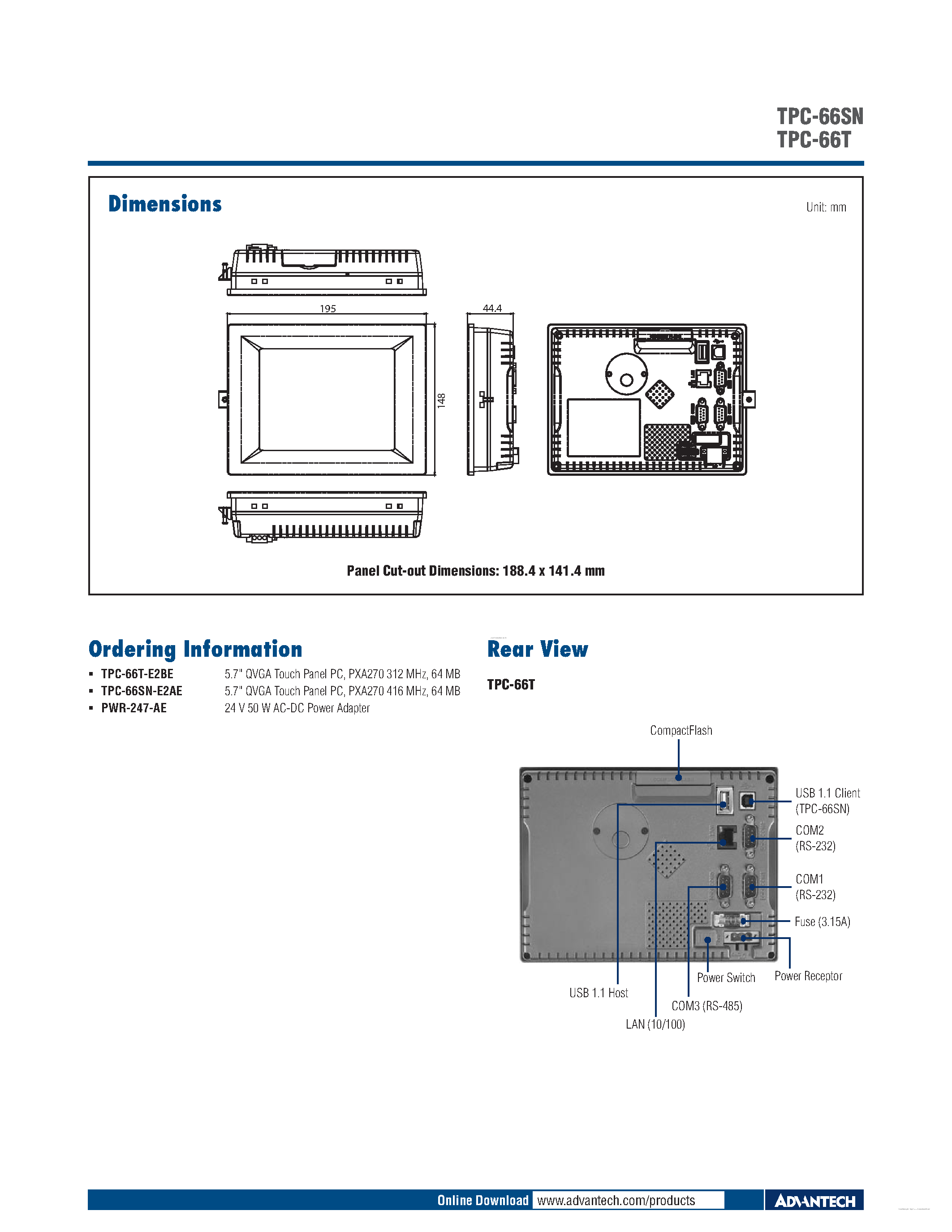 Даташит на микросхему TPC-66SN страница 2 Даташит TPC-66SN - 5.7 QVGA CSTN LCD XScale PXA270 Touch Panel Computer страница 2