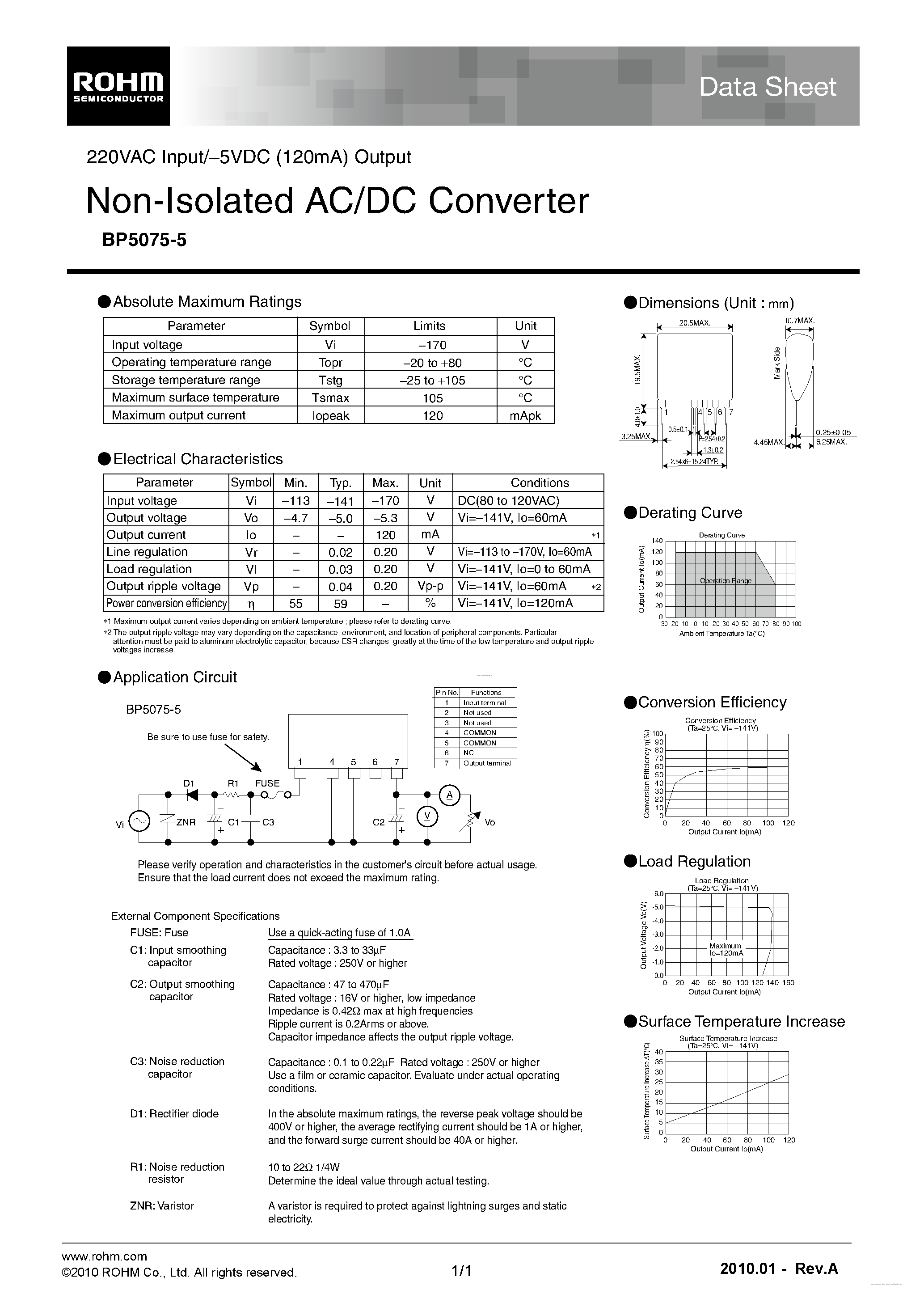 Даташит BP5075-5 - Non-Isolated AC/DC Converter страница 1