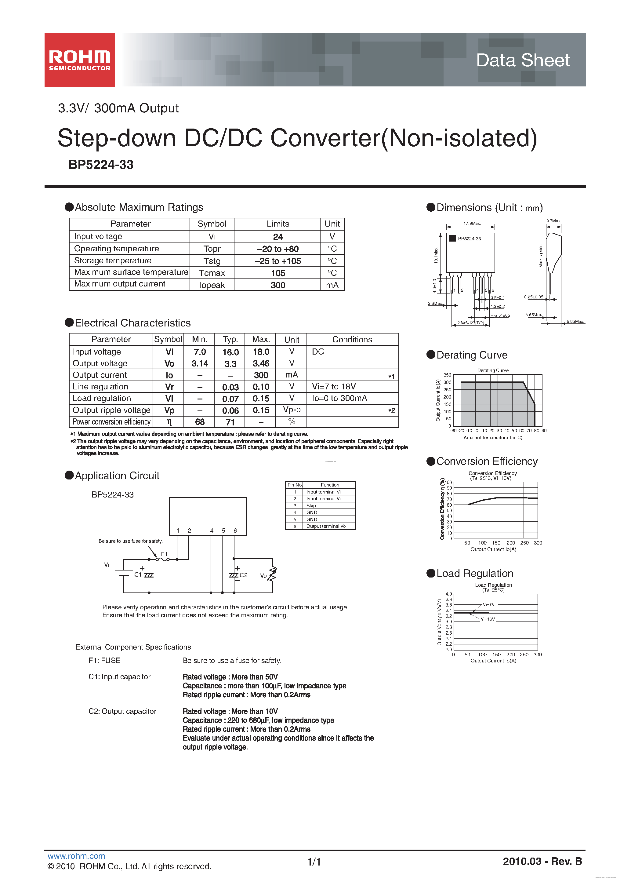 Даташит на микросхему BP5224-33 страница 1 Даташит BP5224-33 - Step-down DC/DC Converter страница 1