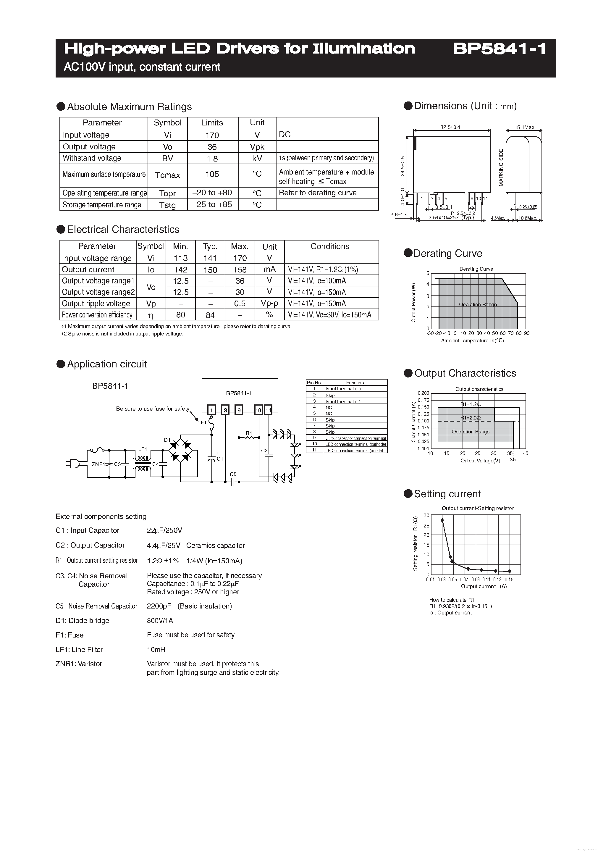 Даташит BP5841-1 - High-power LED Drivers страница 1