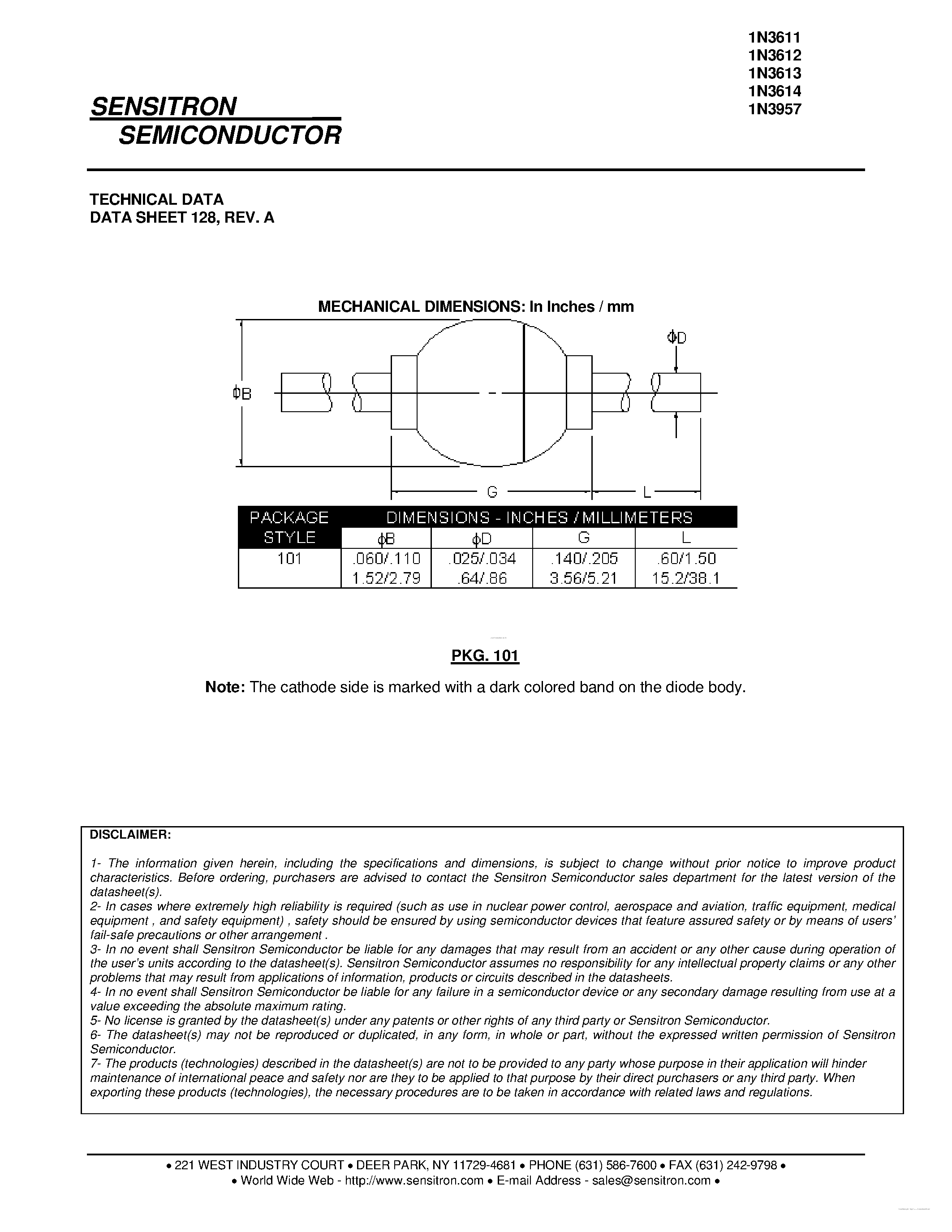 Даташит на микросхему 1N3611 страница 2 Даташит 1N3611 - (1N3611 - 1N3975) HERMETIC AXIAL LEAD RECTIFIER страница 2