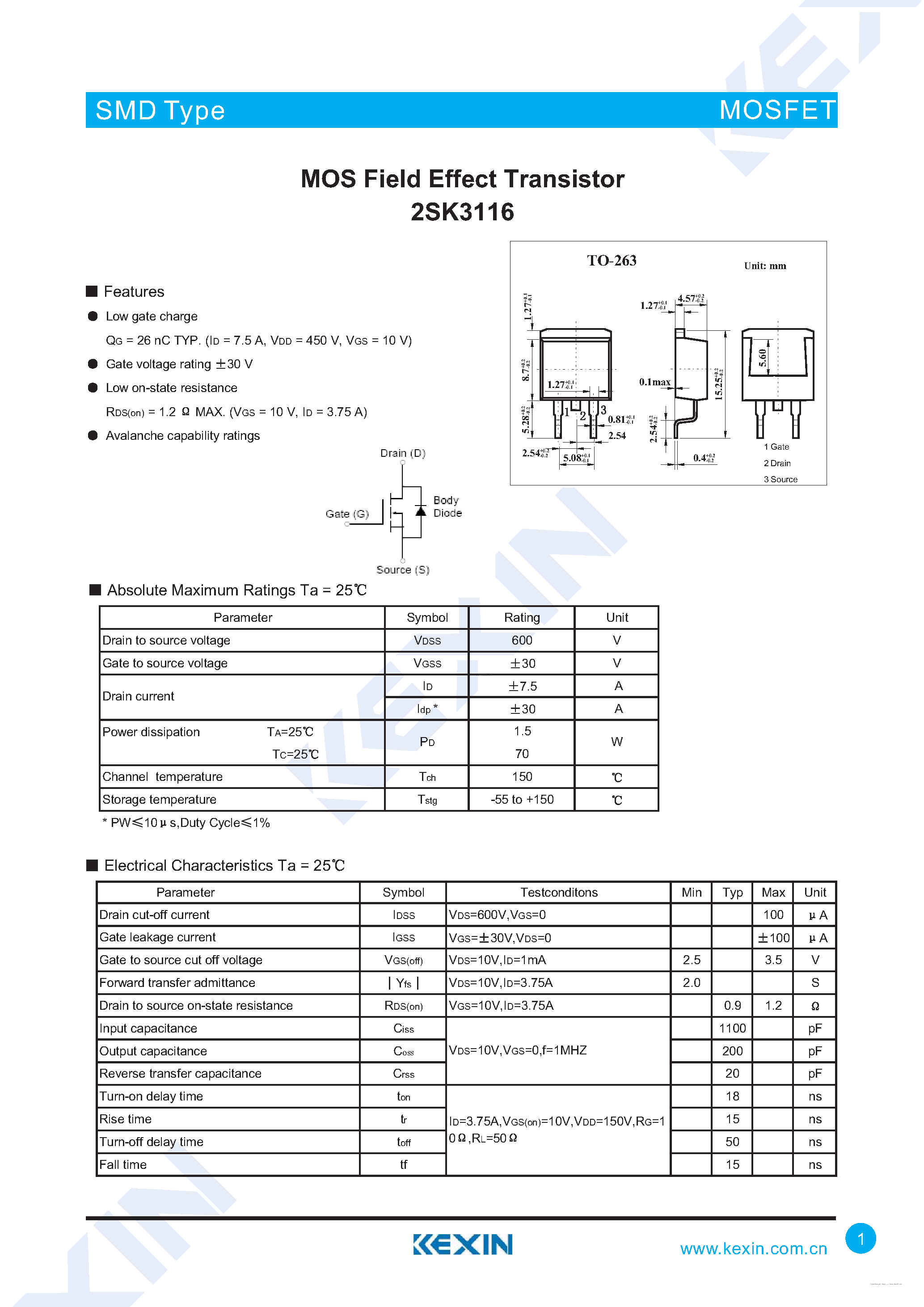 Даташит 2SK3116 - MOS Field Effect Transistor страница 1