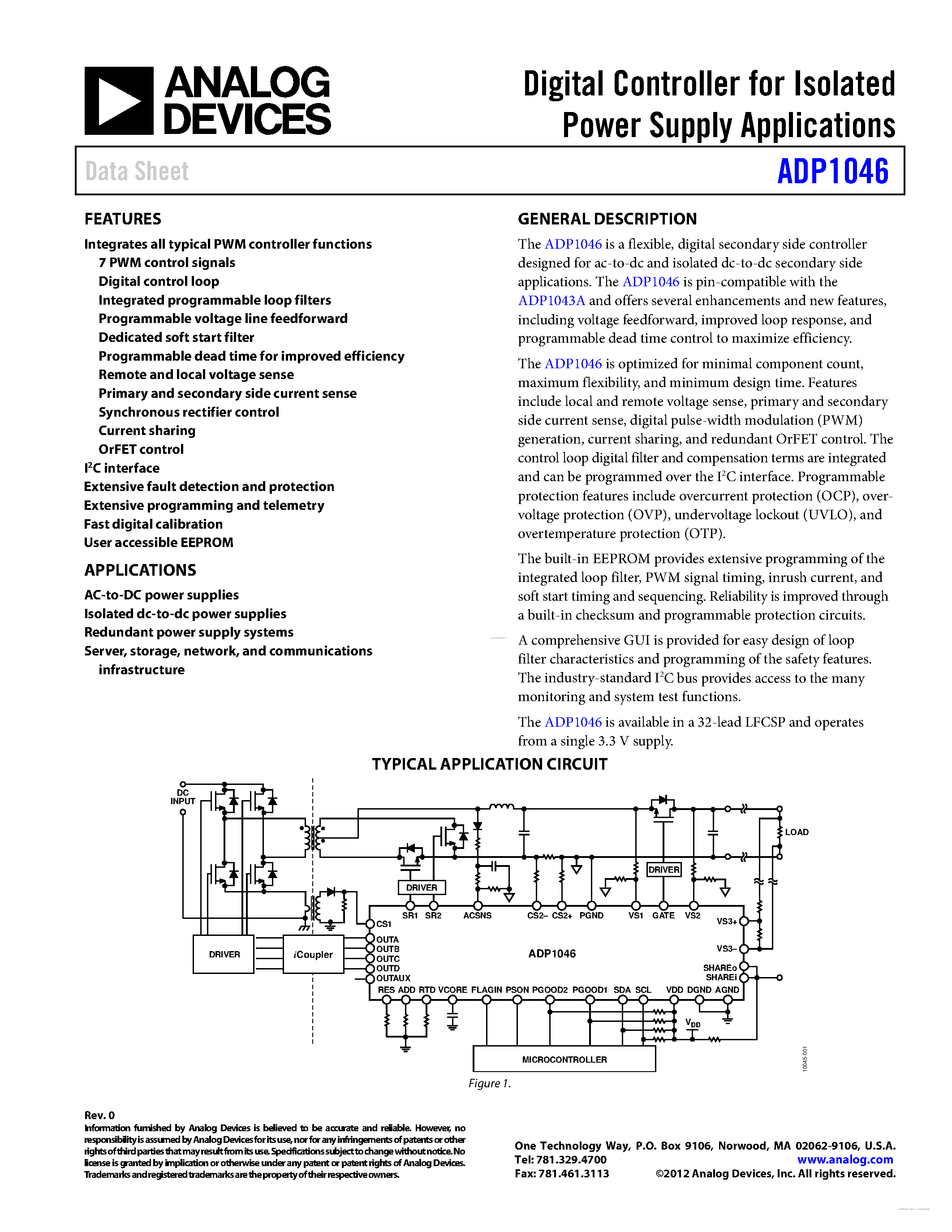 Даташит ADP1046 - Digital Controller страница 1