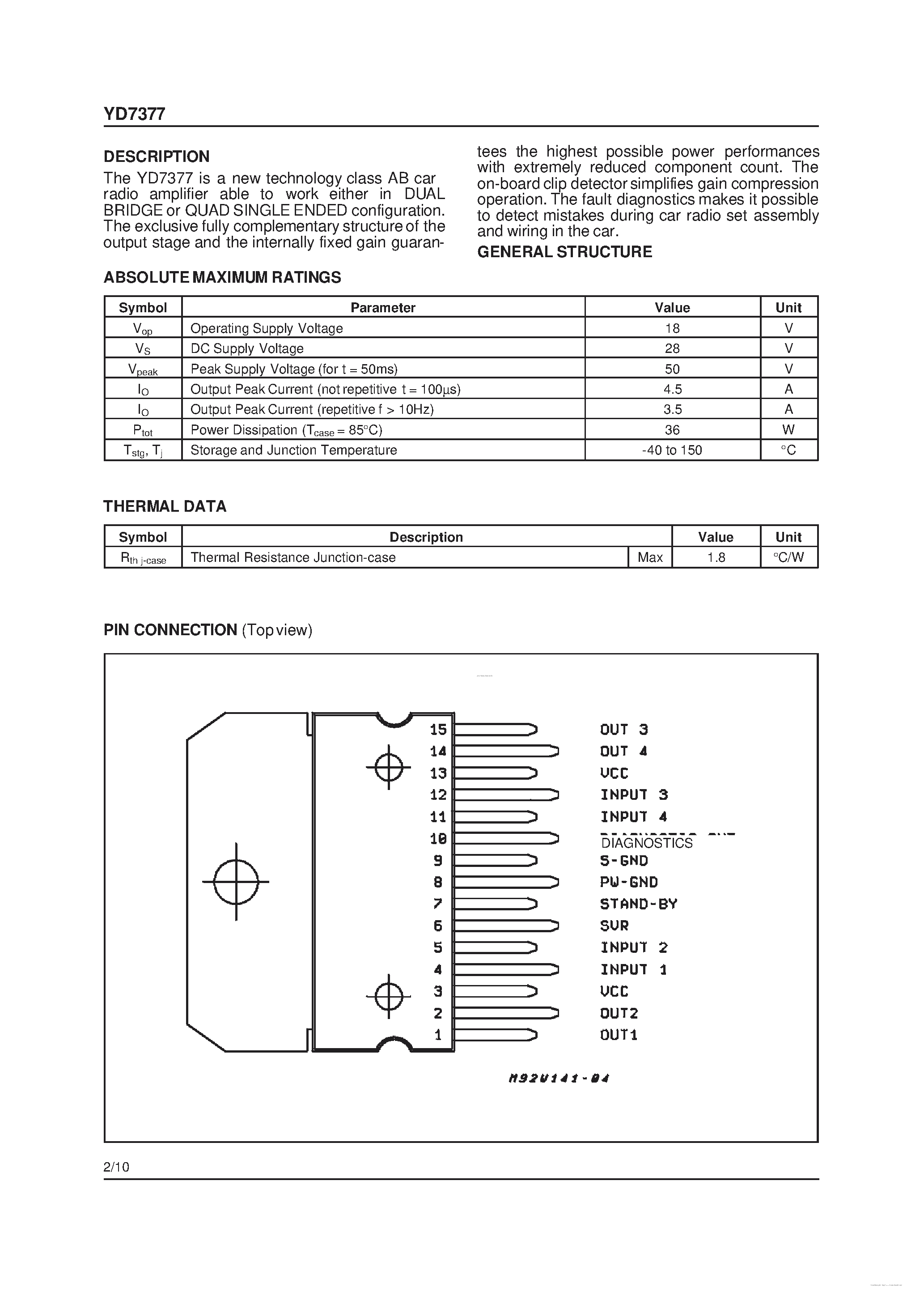 Даташит YD7377 - страница 2