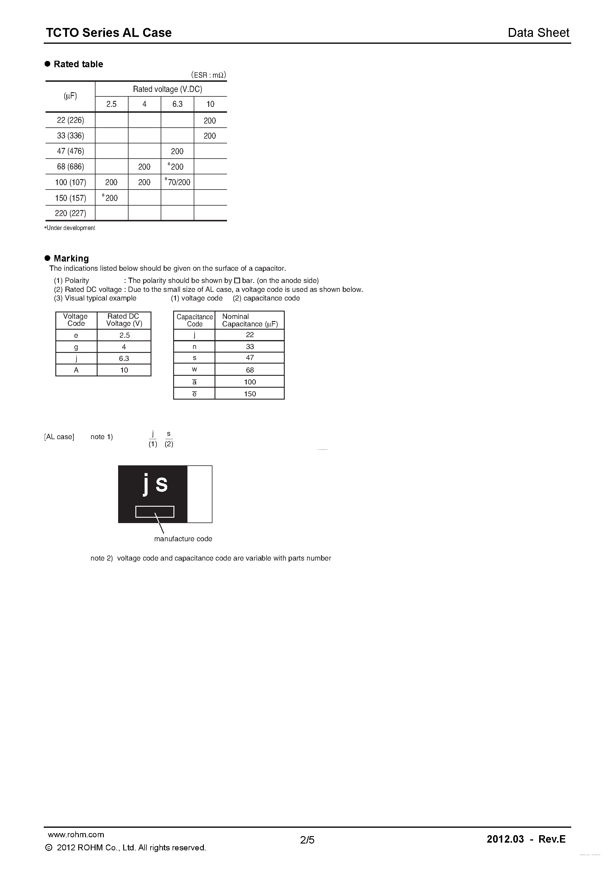 Даташит TCTO - Conductive polymer chip tantalum capacitors страница 2