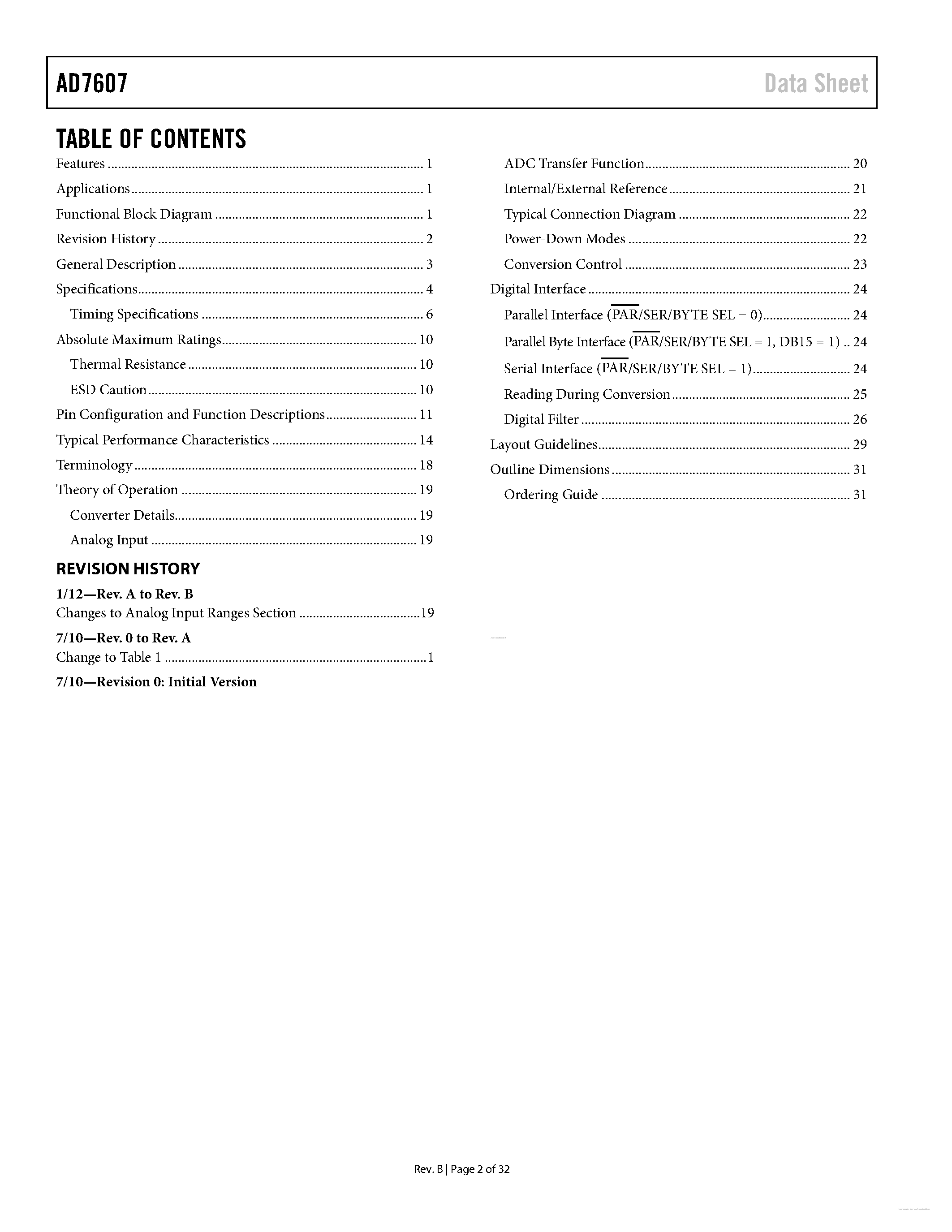 Datasheet AD7607 - 8-Channel DAS page 2