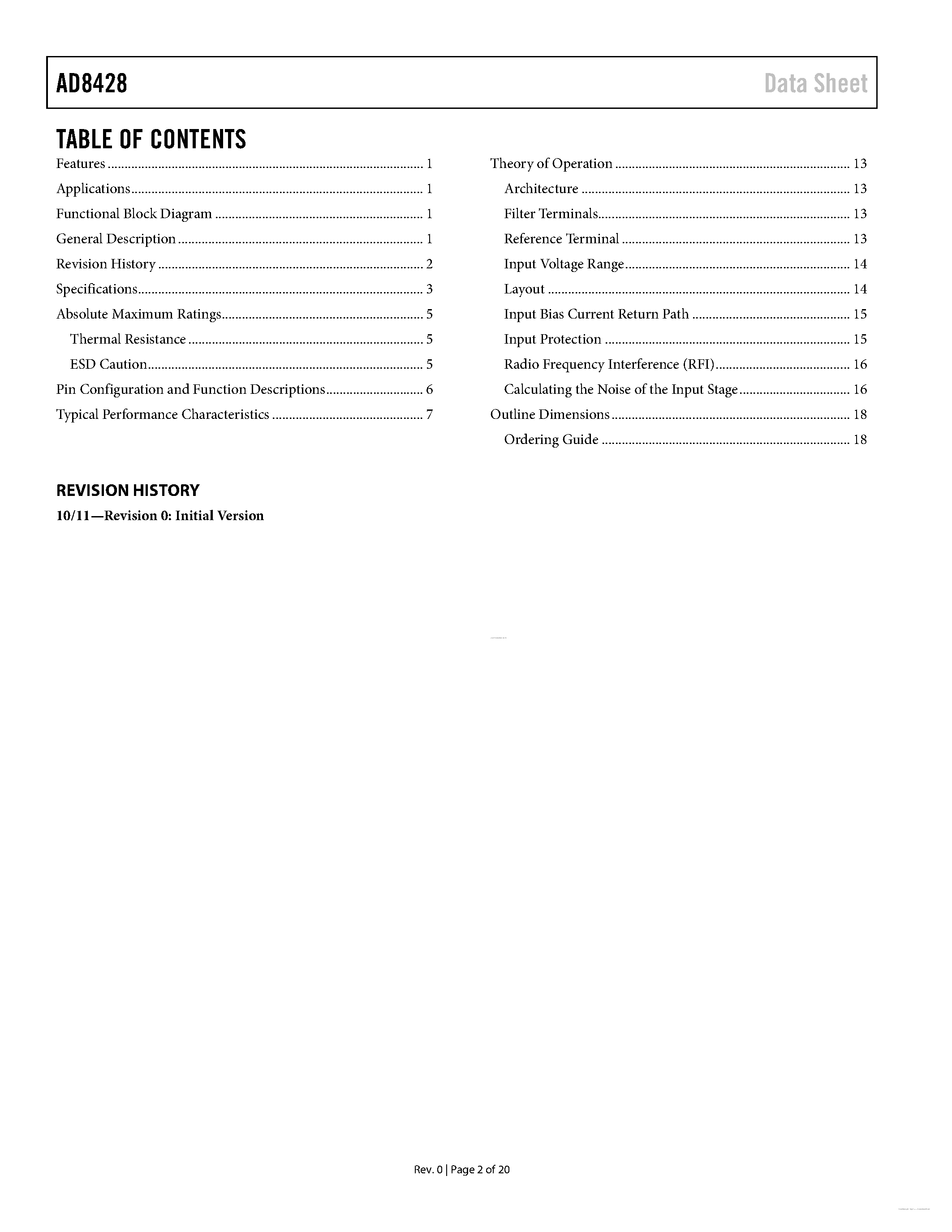 Datasheet AD8428 - Instrumentation Amplifier page 2