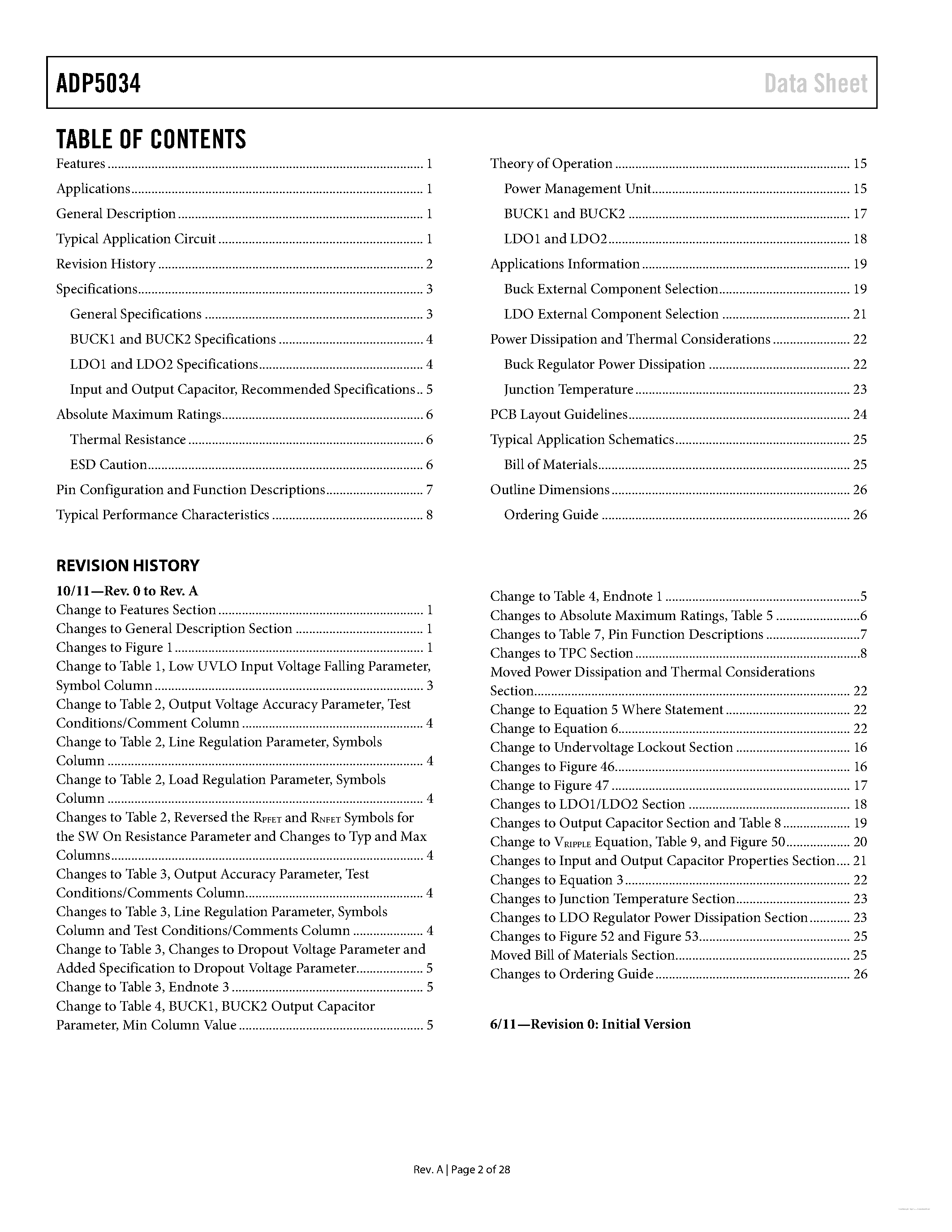 Даташит ADP5034 - 1200 mA Buck Regulators страница 2