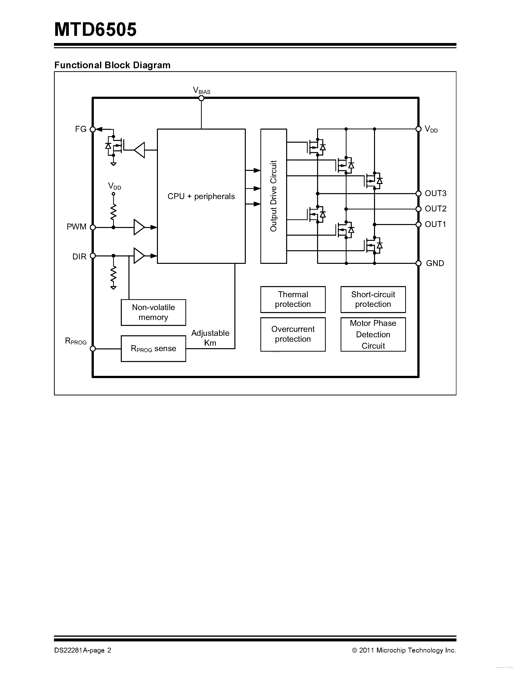 Даташит на микросхему MTD6505 страница 2 Даташит MTD6505 - Sinusoidal Sensorless 3-Phase Brushless DC Fan Motor Driver страница 2