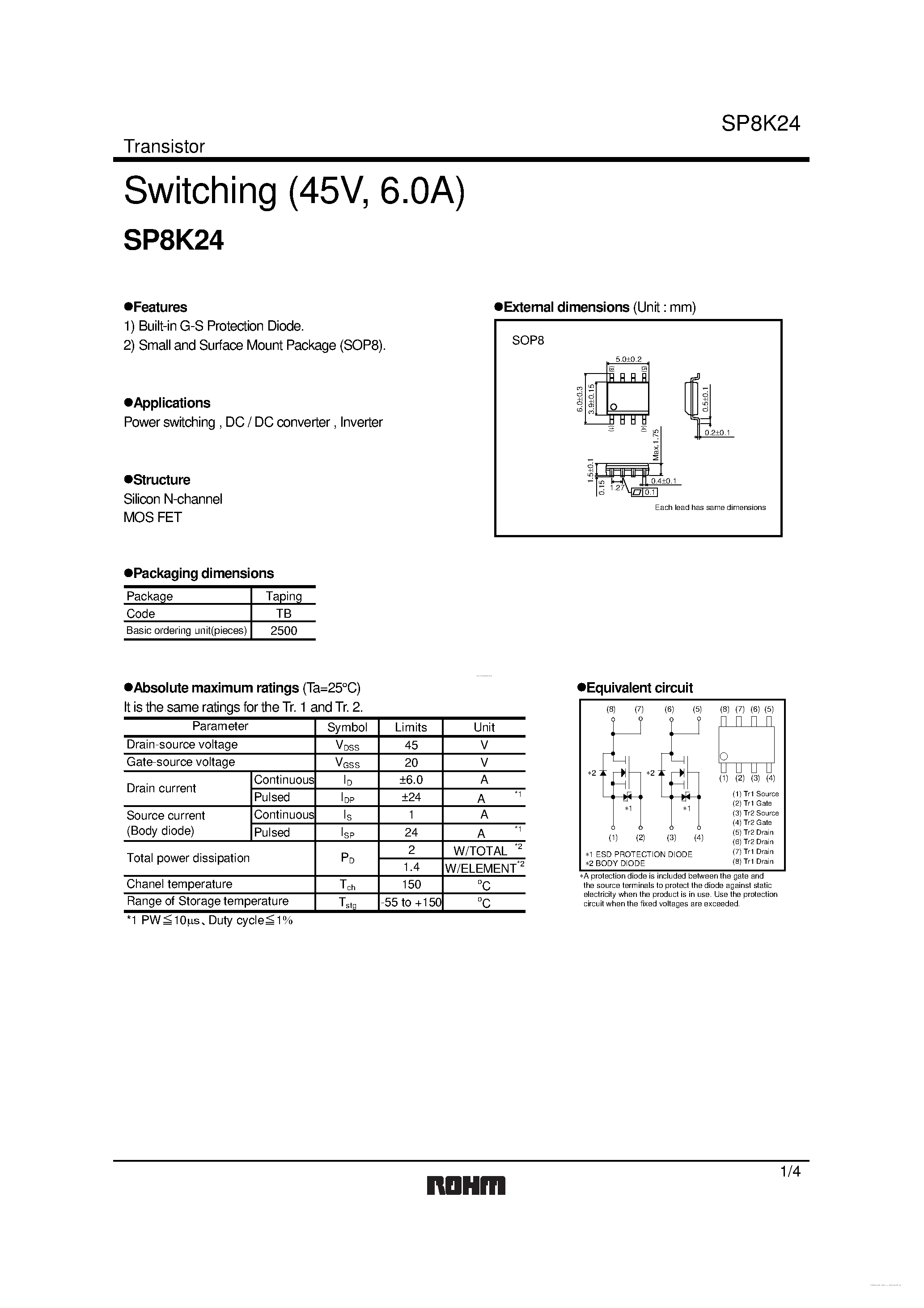 Datasheet SP8K24 - Switching page 1