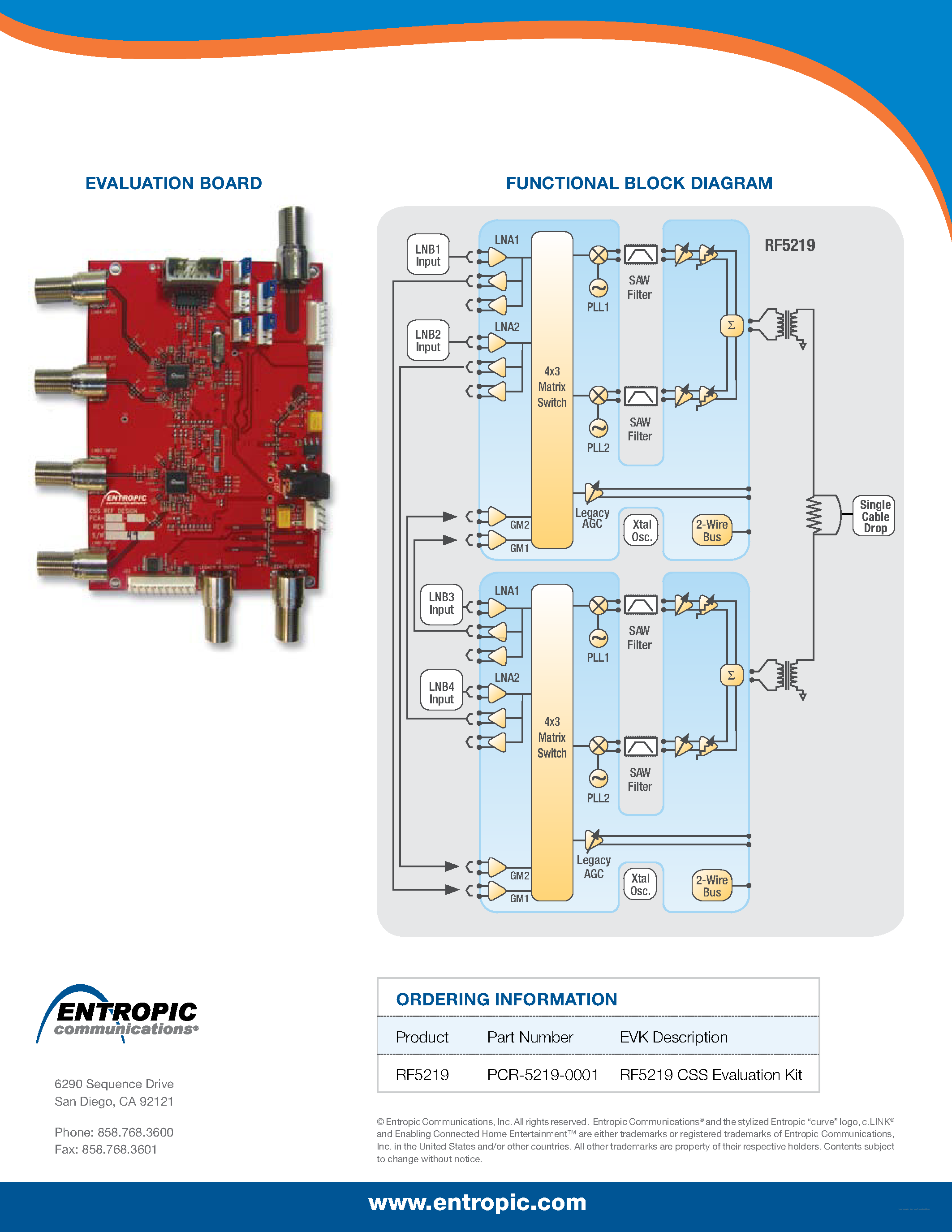 Datasheet RF5219 - Satellite Channel Stacking Switch page 2