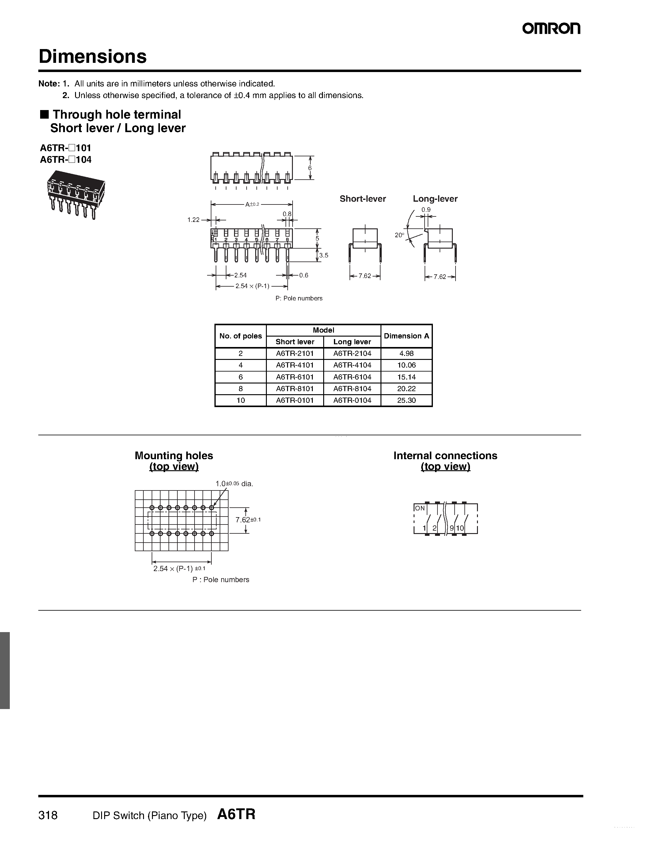 Даташит на микросхему A6TR страница 2 Даташит A6TR - DIP Switch страница 2