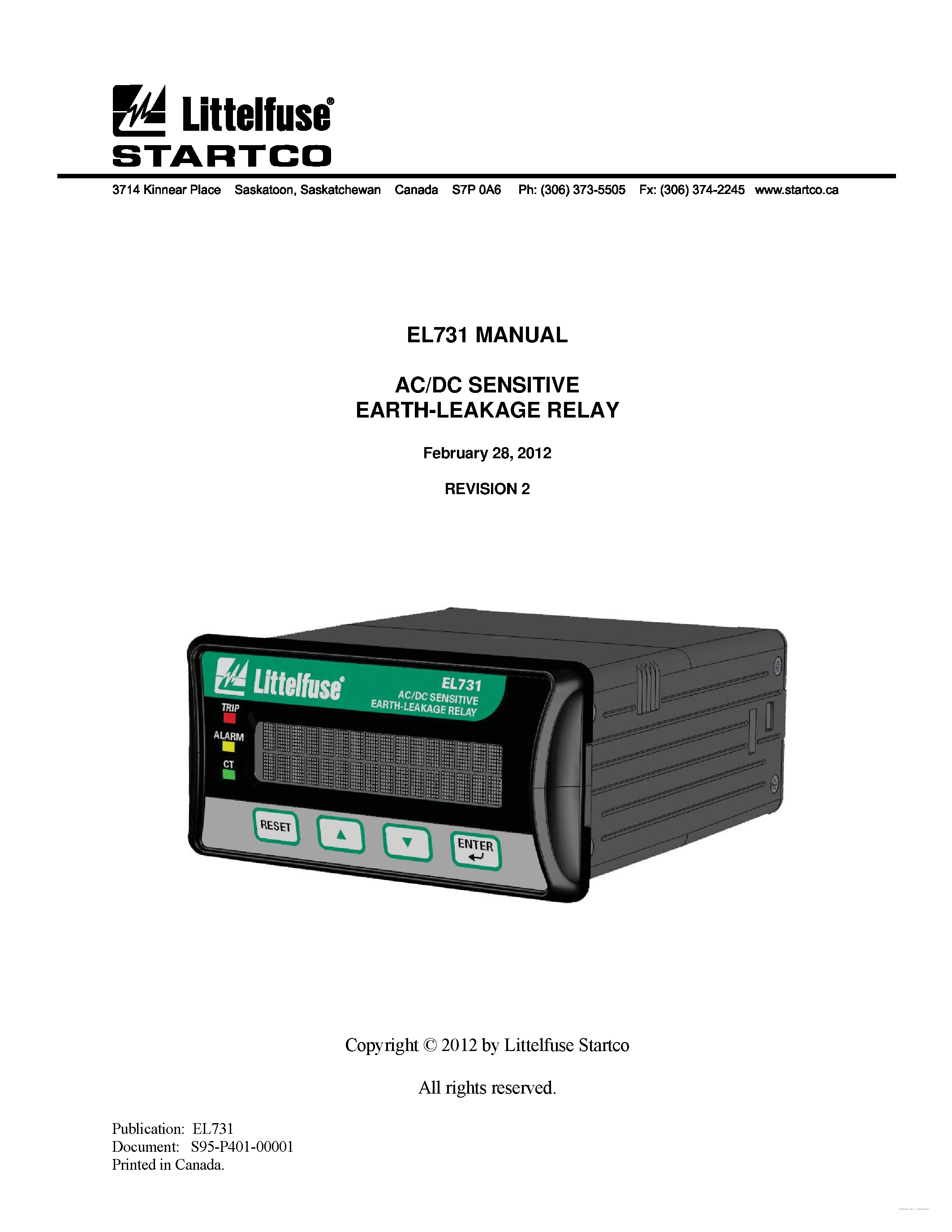 Даташит EL731 - AC/DC SENSITIVE EARTH-LEAKAGE RELAY страница 1
