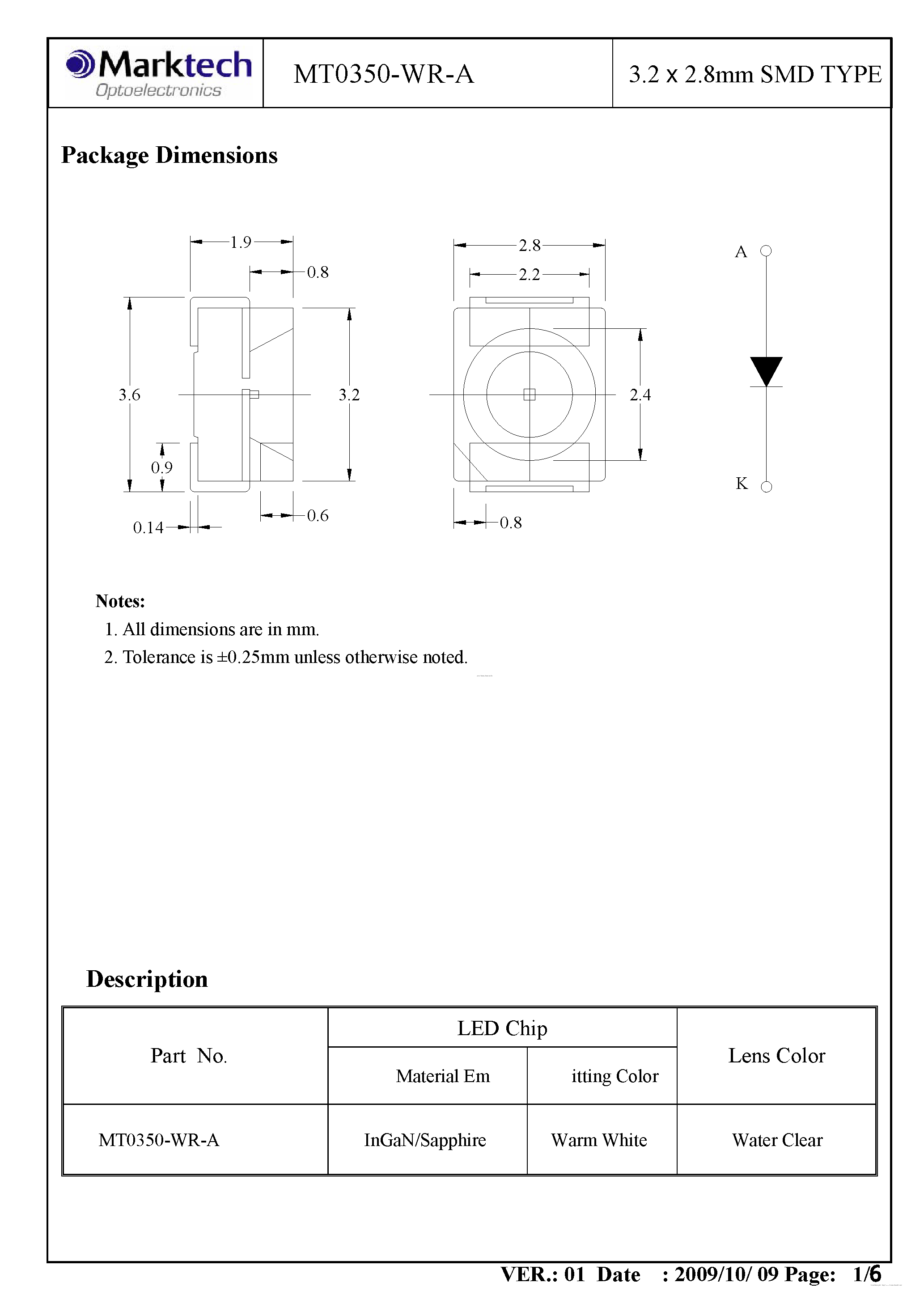Datasheet MT0350-WR-A - LED page 2