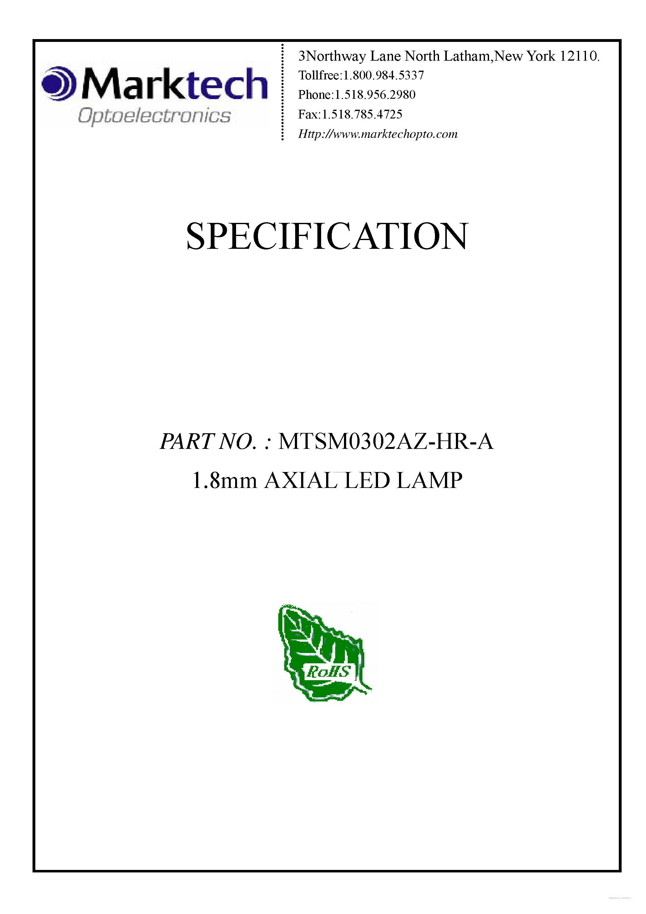 Datasheet MTSM0302AZ-HR-A - LED page 1