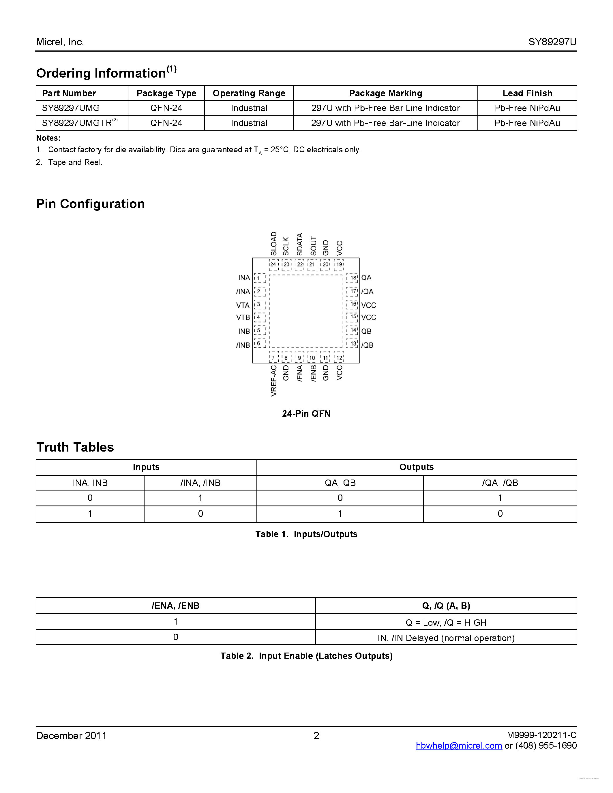 Datasheet SY89297U - 3.2Gbps Precision CML page 2
