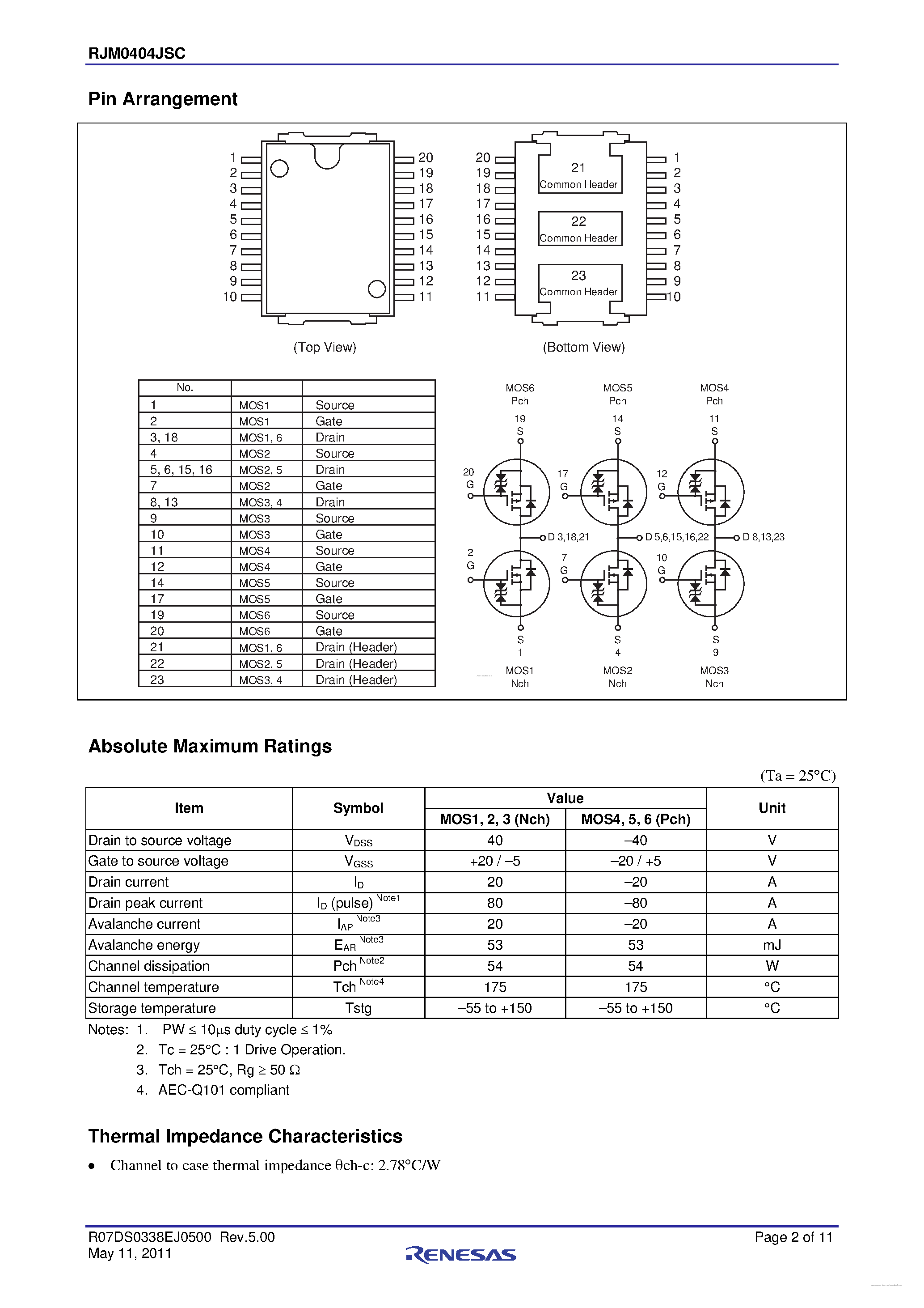 Datasheet RJM0404JSC - N-Channel Power MOSFET page 2