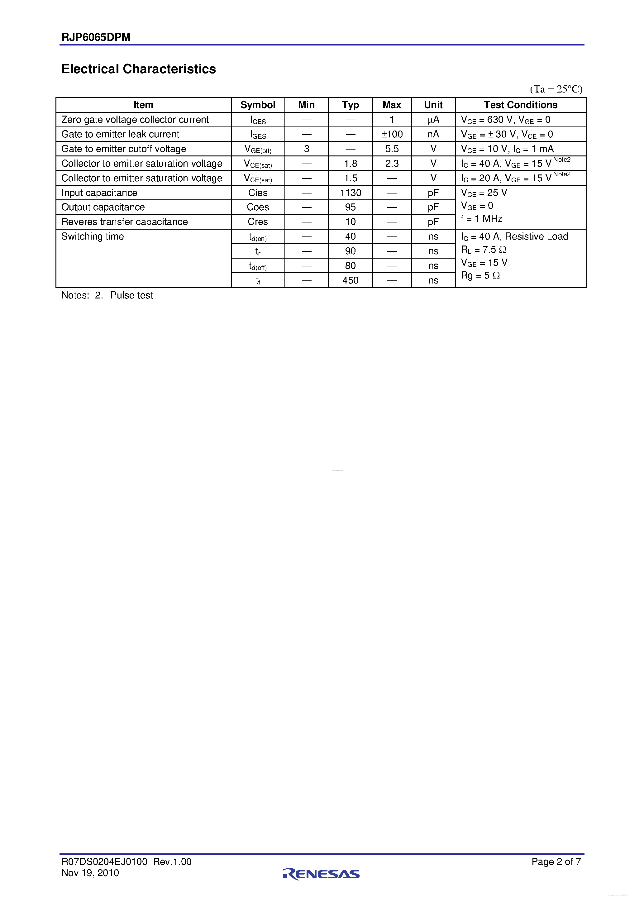 Datasheet RJP6065DPM - N-Channel IGBT page 2
