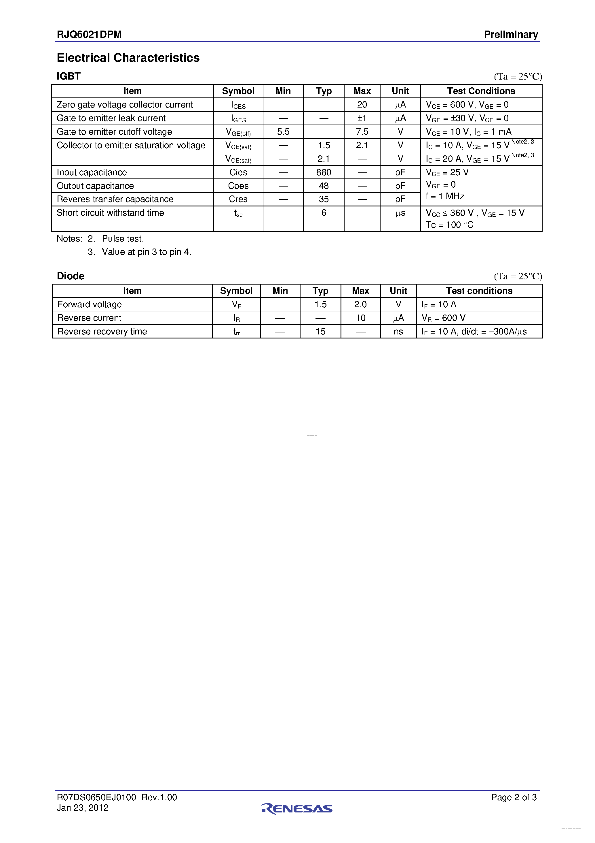 Datasheet RJQ6021DPM - N-Channel IGBT page 2