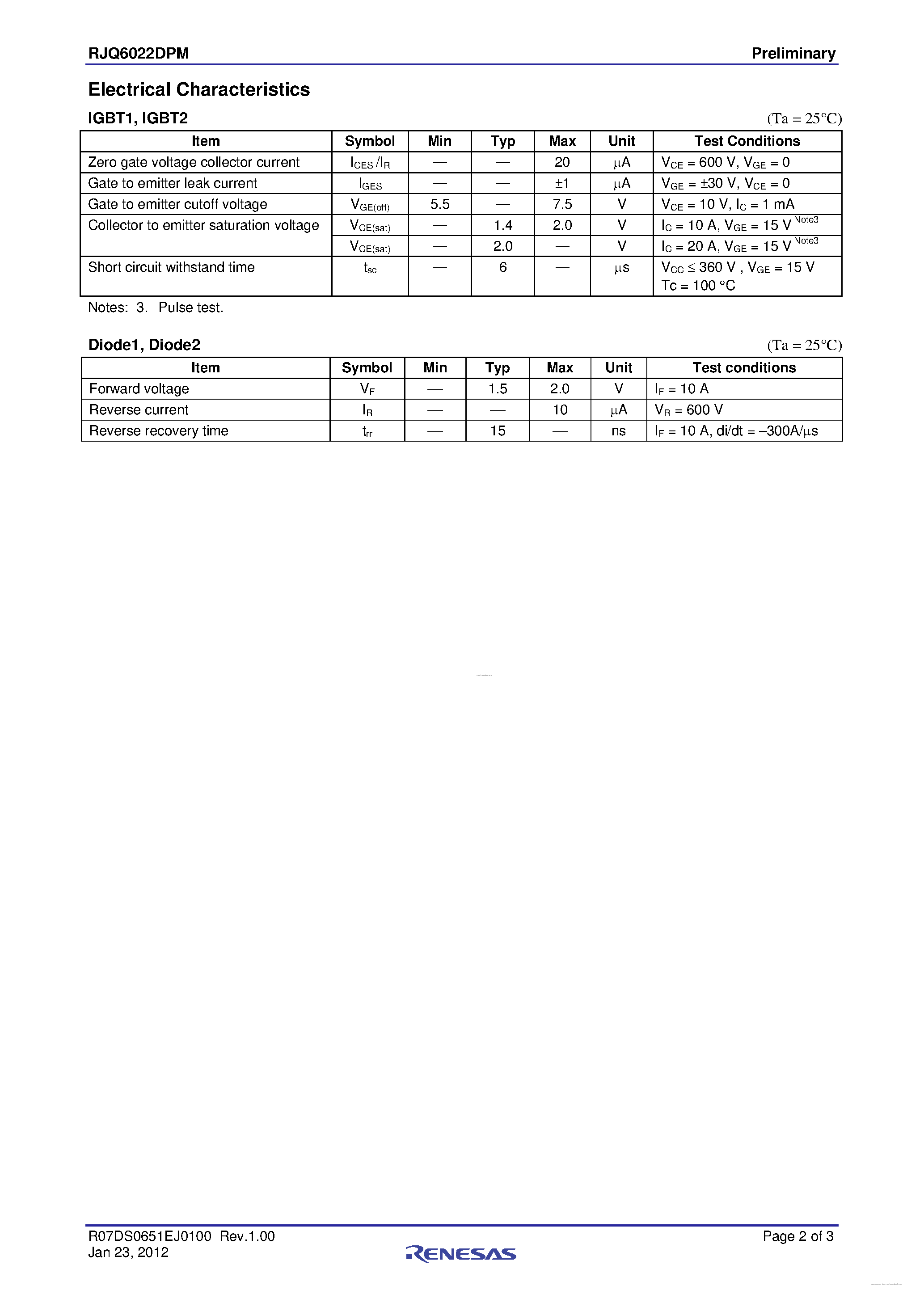 Datasheet RJQ6022DPM - N-Channel IGBT page 2