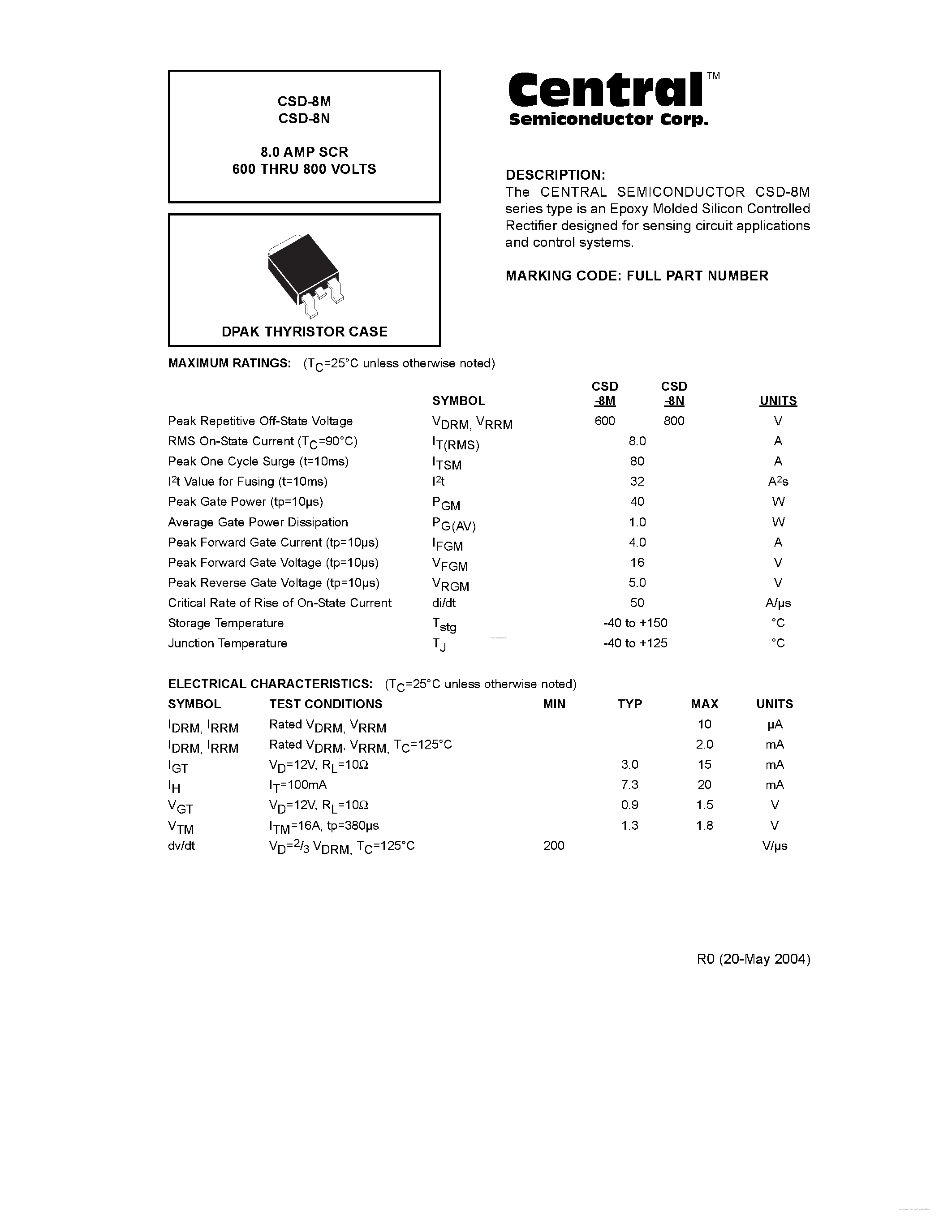 Datasheet CSD-8M - (CSD-8M/N) SCR page 1