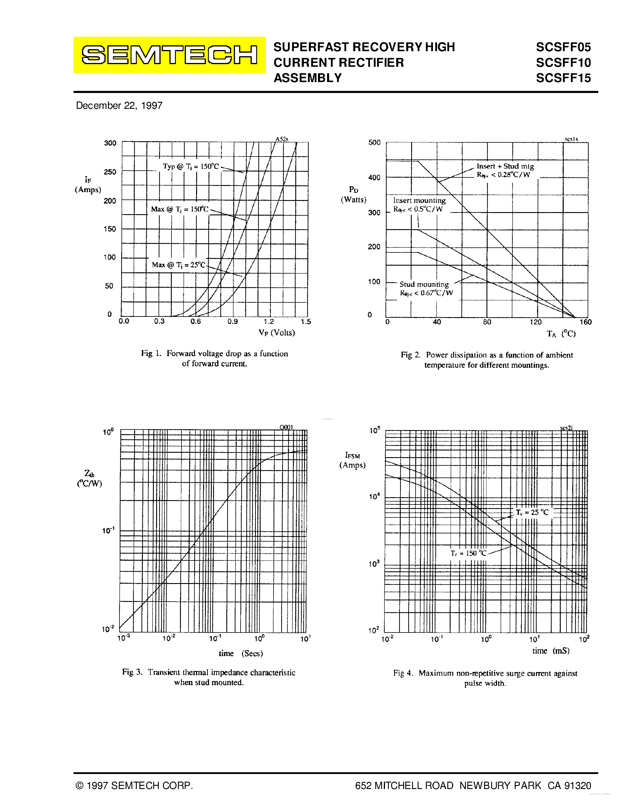Datasheet SCSFF05 page 2 Datasheet SCSFF05 - (SCSFF05 - SCSFF15) SUPERFAST RECOVERY HIGH CURRENT RECTIFIER ASSEMBLY page 2