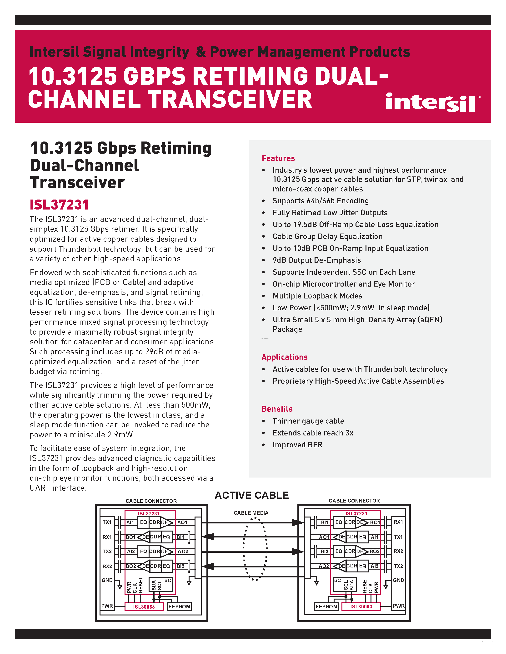 Datasheet ISL37231 page 1 Datasheet ISL37231 - page 1