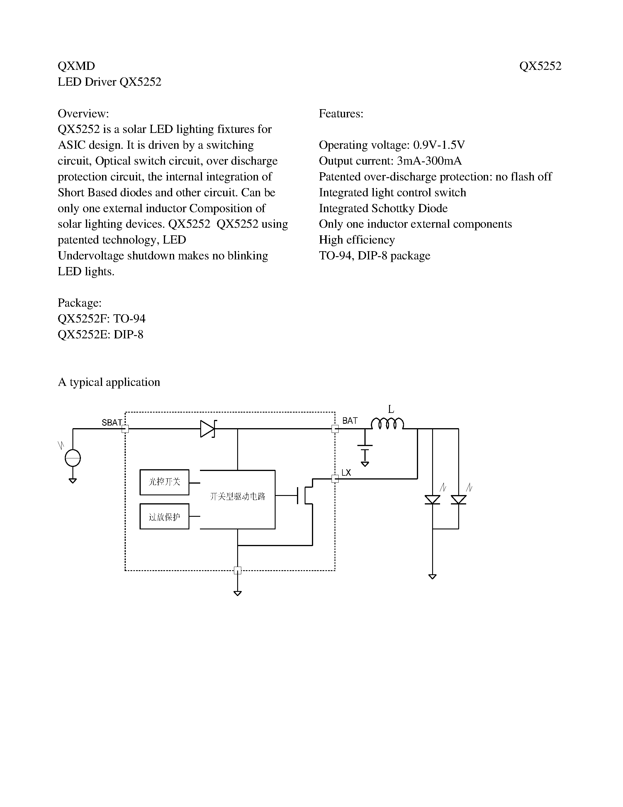 Datasheet QX5252 page 1 Datasheet QX5252 - page 1