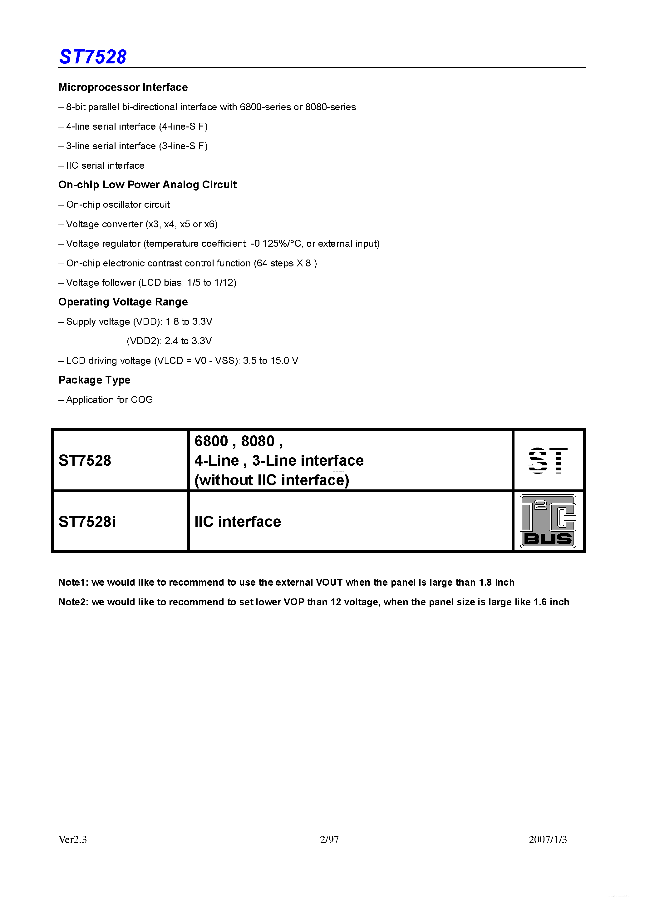 Даташит на микросхему ST7528 страница 2 Даташит ST7528 - страница 2