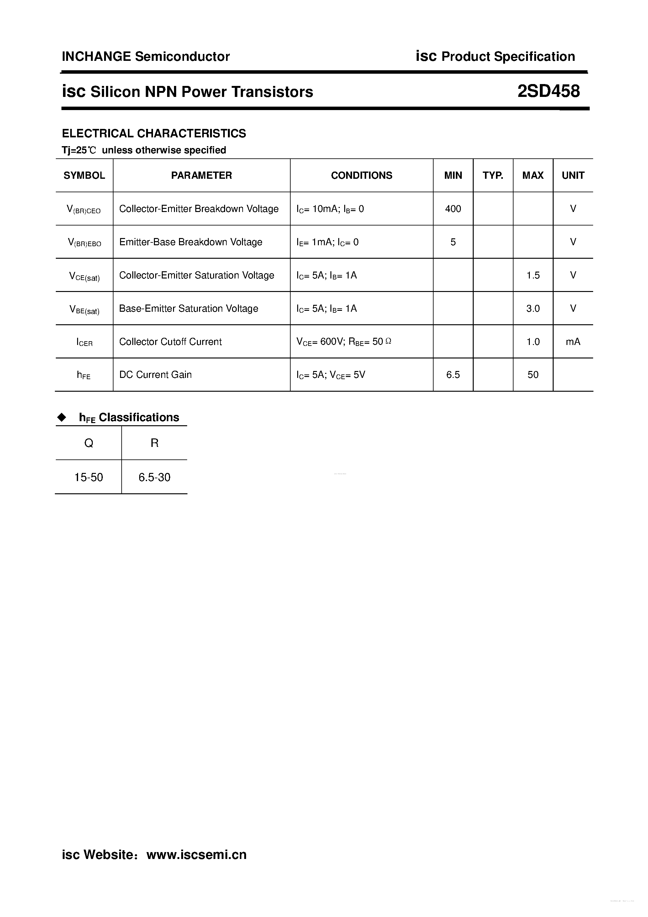 Даташит 2SD458 - Silicon NPN Power Transistors страница 2