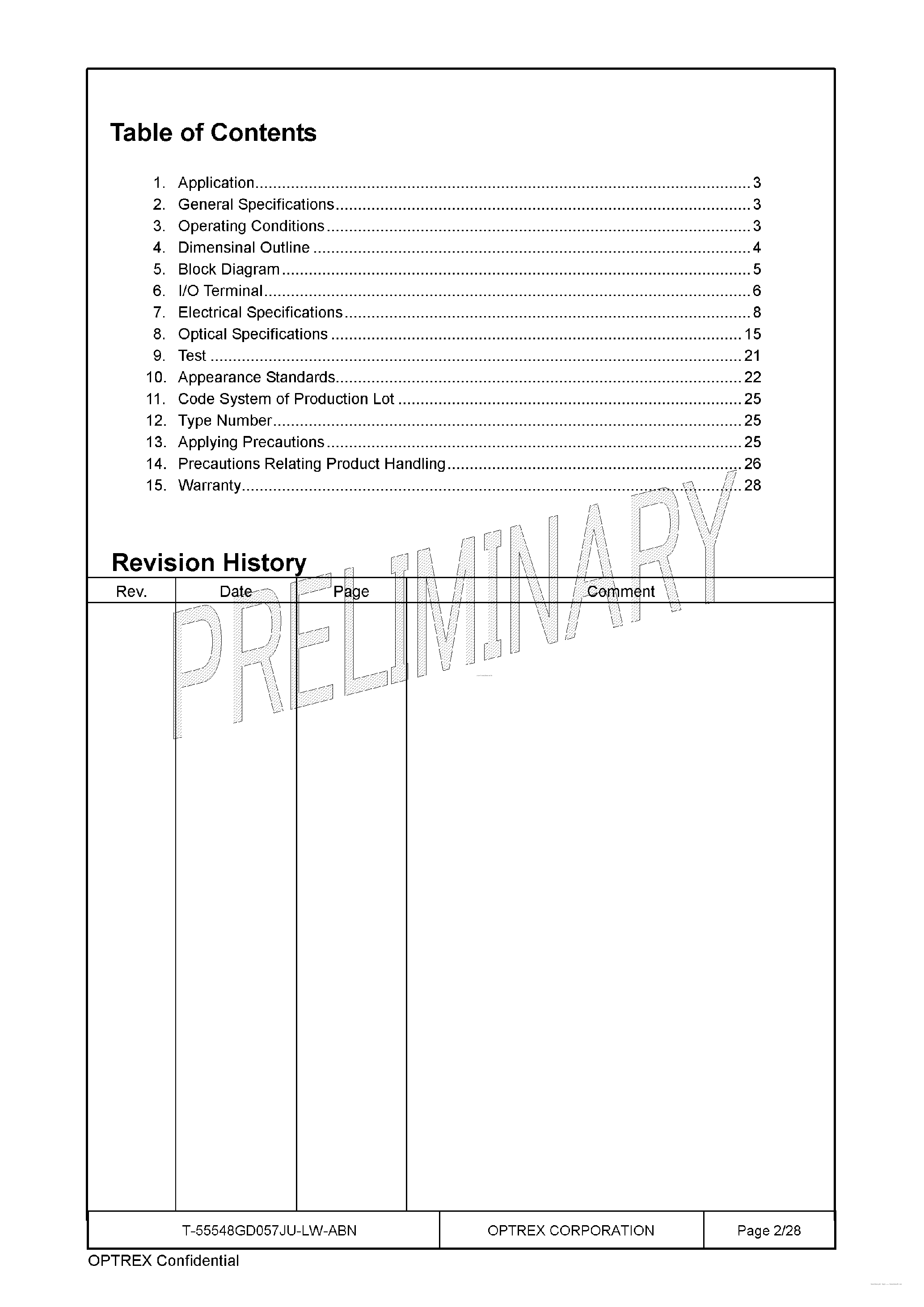 Datasheet T-55548GD057JU-LW-ABN page 2 Datasheet T-55548GD057JU-LW-ABN - LCD Module page 2