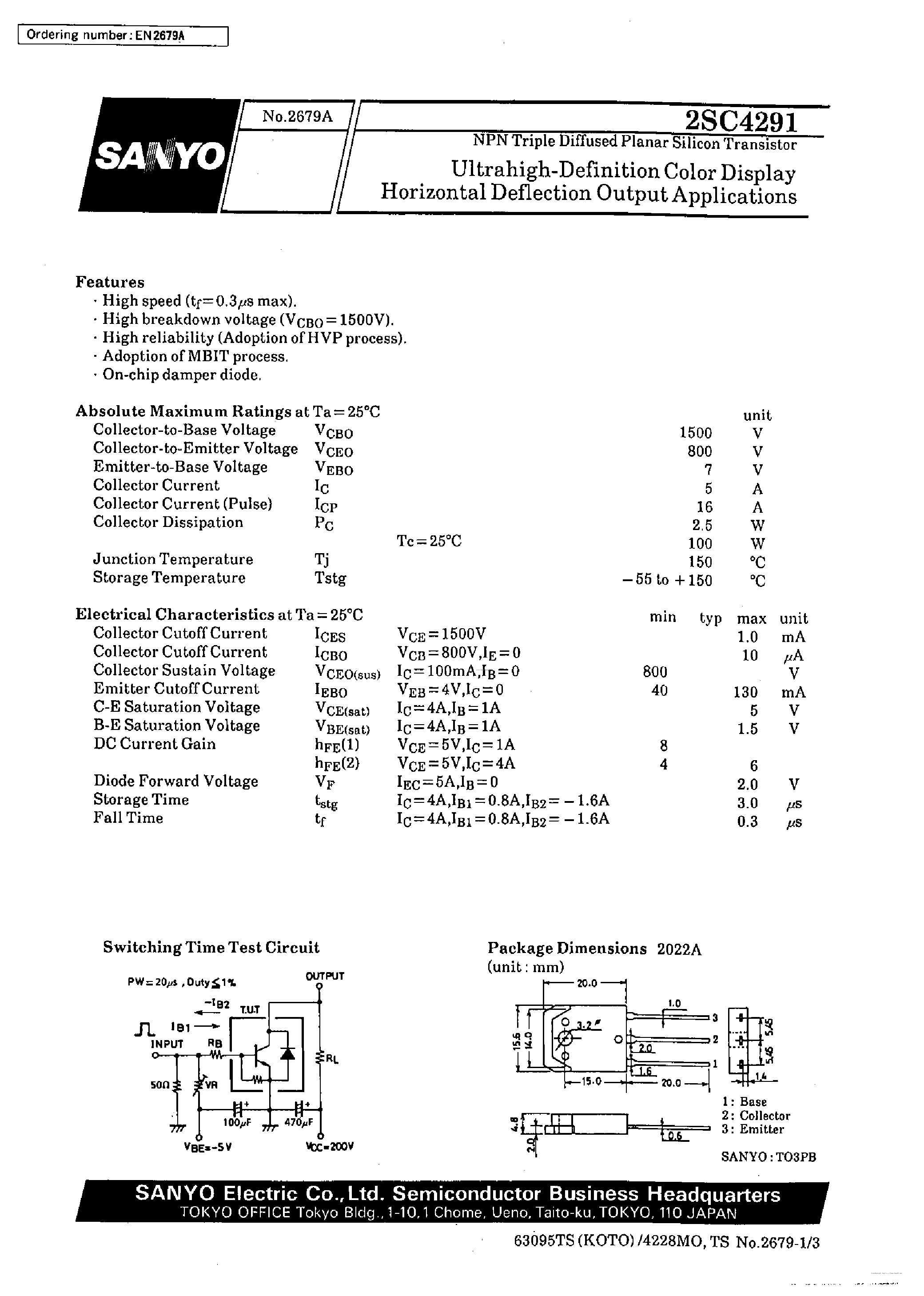 Datasheet C4291 page 1 Datasheet C4291 - Search -----> 2SC4291 page 1
