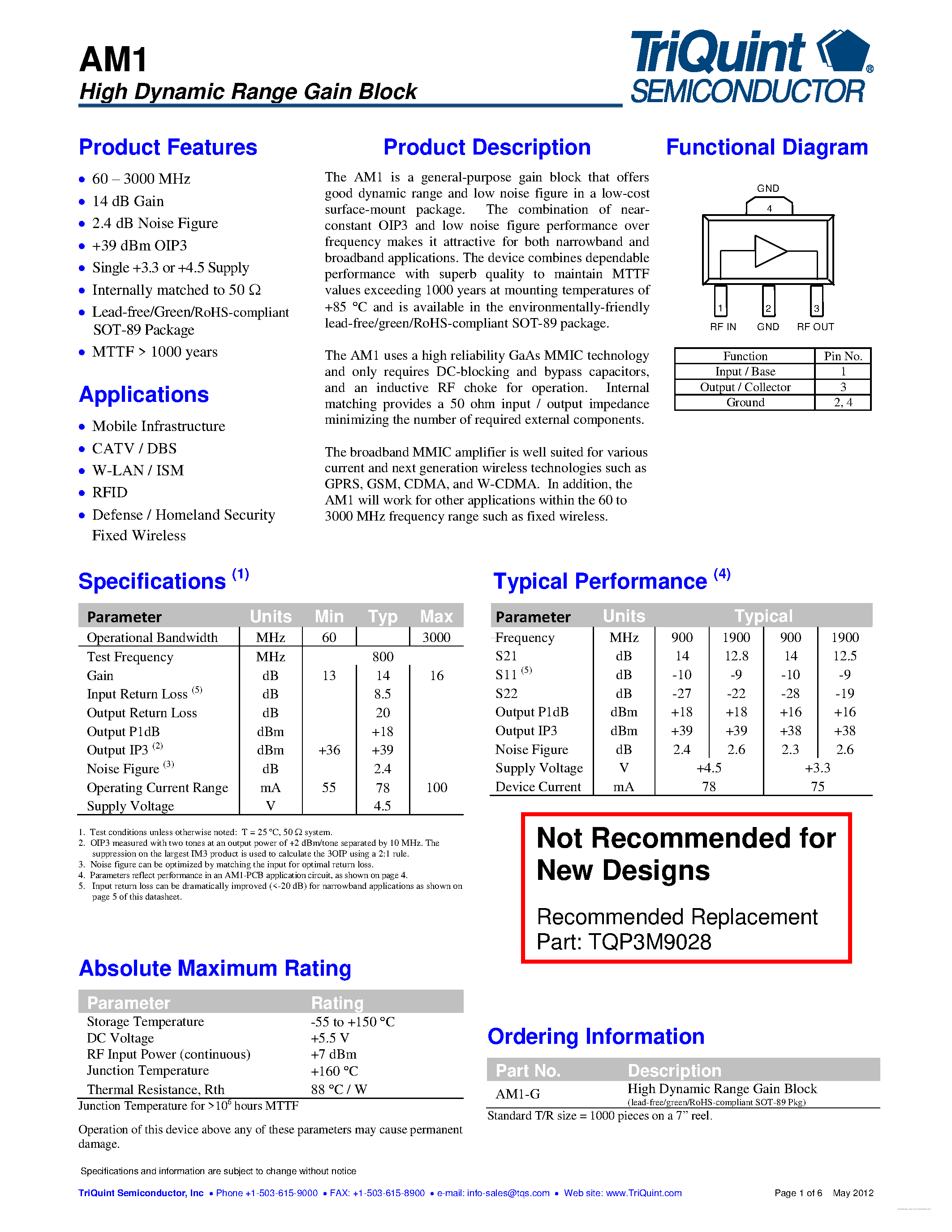 Datasheet AM1 - page 1